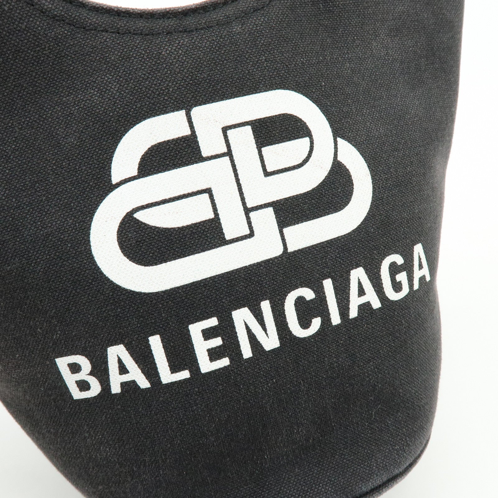 BALENCIAGA WAVE XS Canvas Hand Bag Mini Tote Bag Black 619979