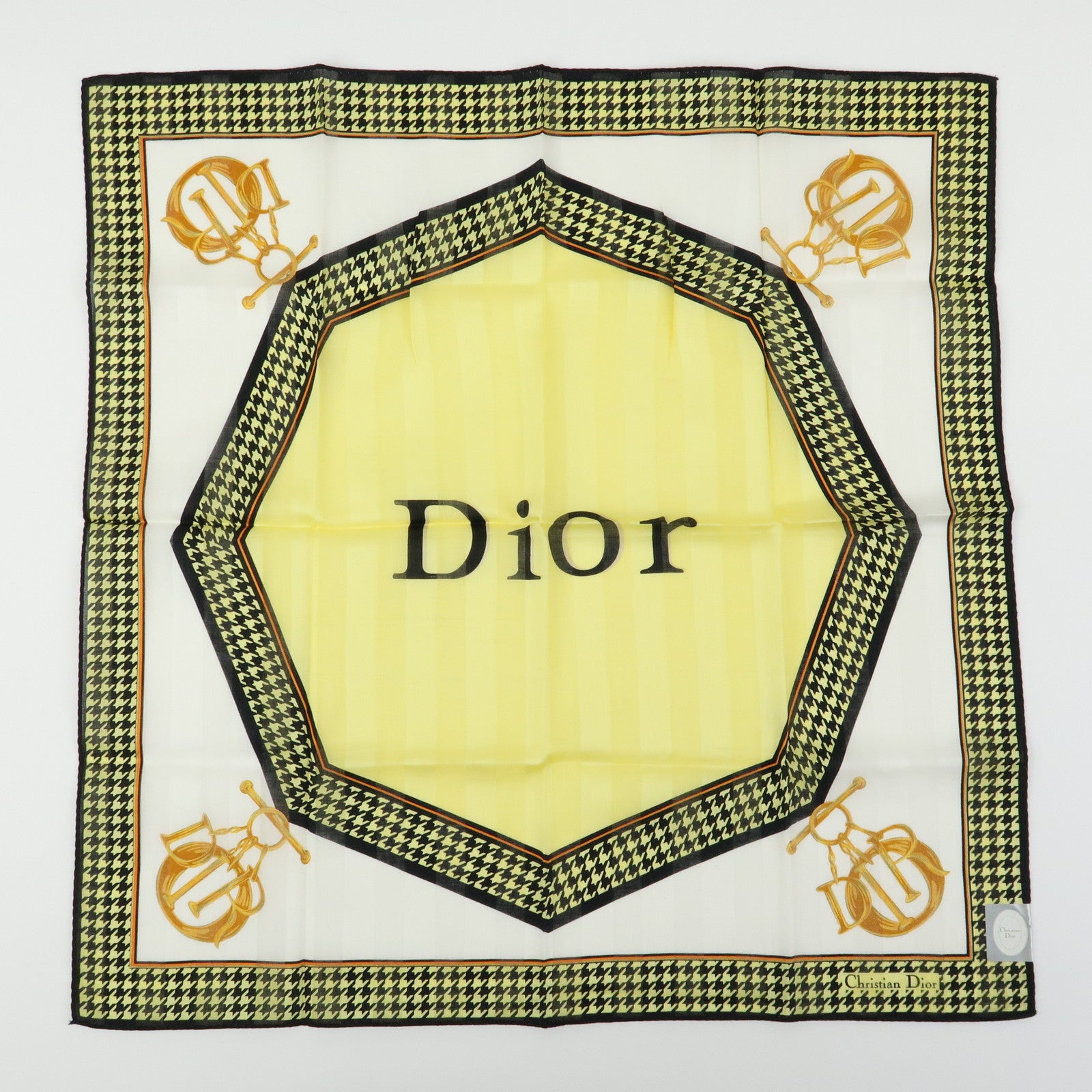 Christian Dior Set of 3 Cotton 100% Handkerchief Blue Yellow Navy