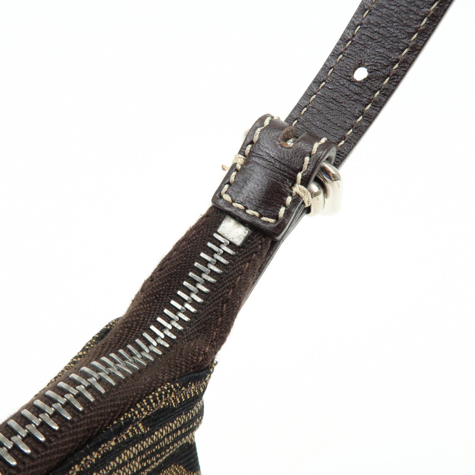 FENDI Canvas Leather Zebra Pattern Shoulder Hand Bag Brown 8BR248