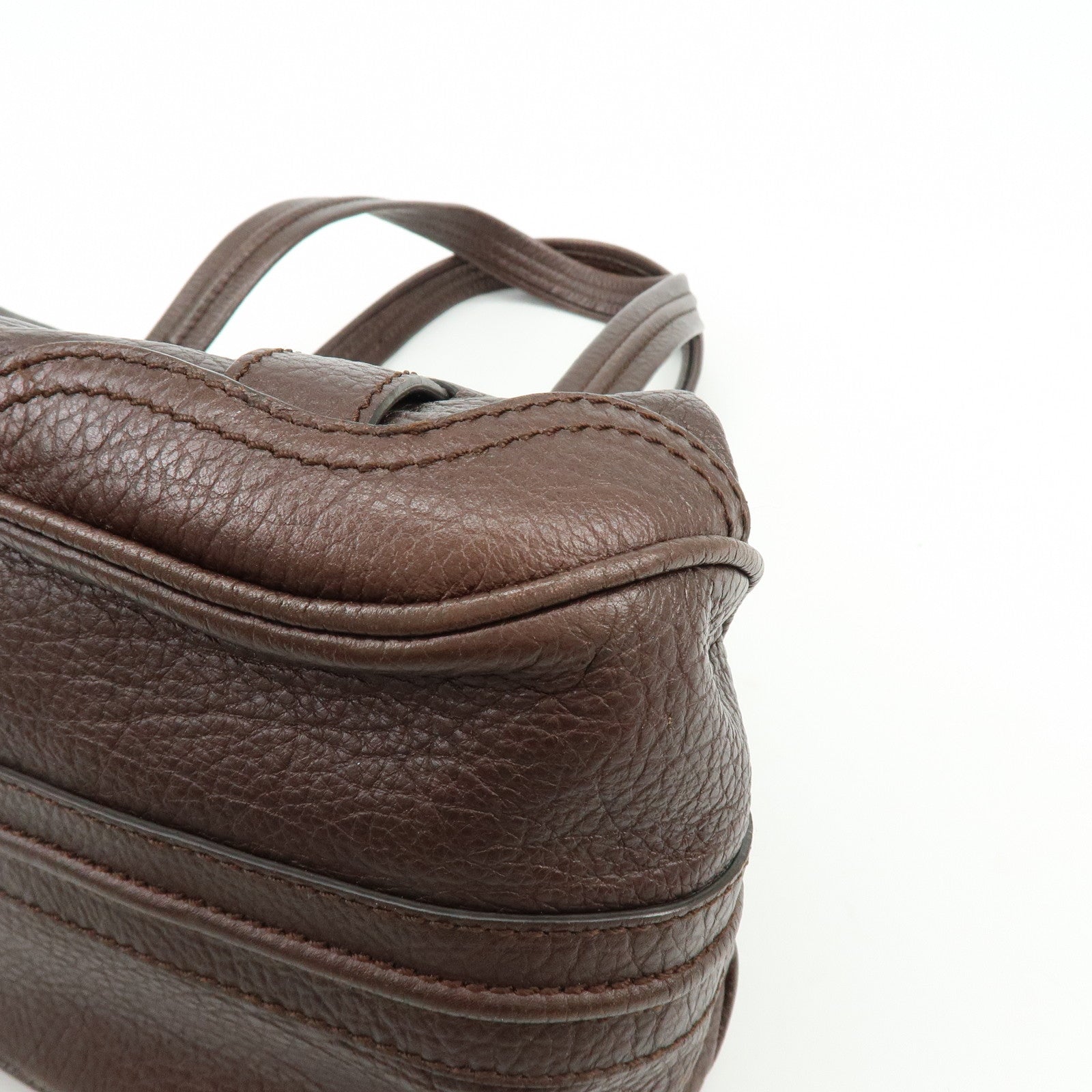 CELINE Macadam Leather Tote Bag Shoulder Bag Dark Brown