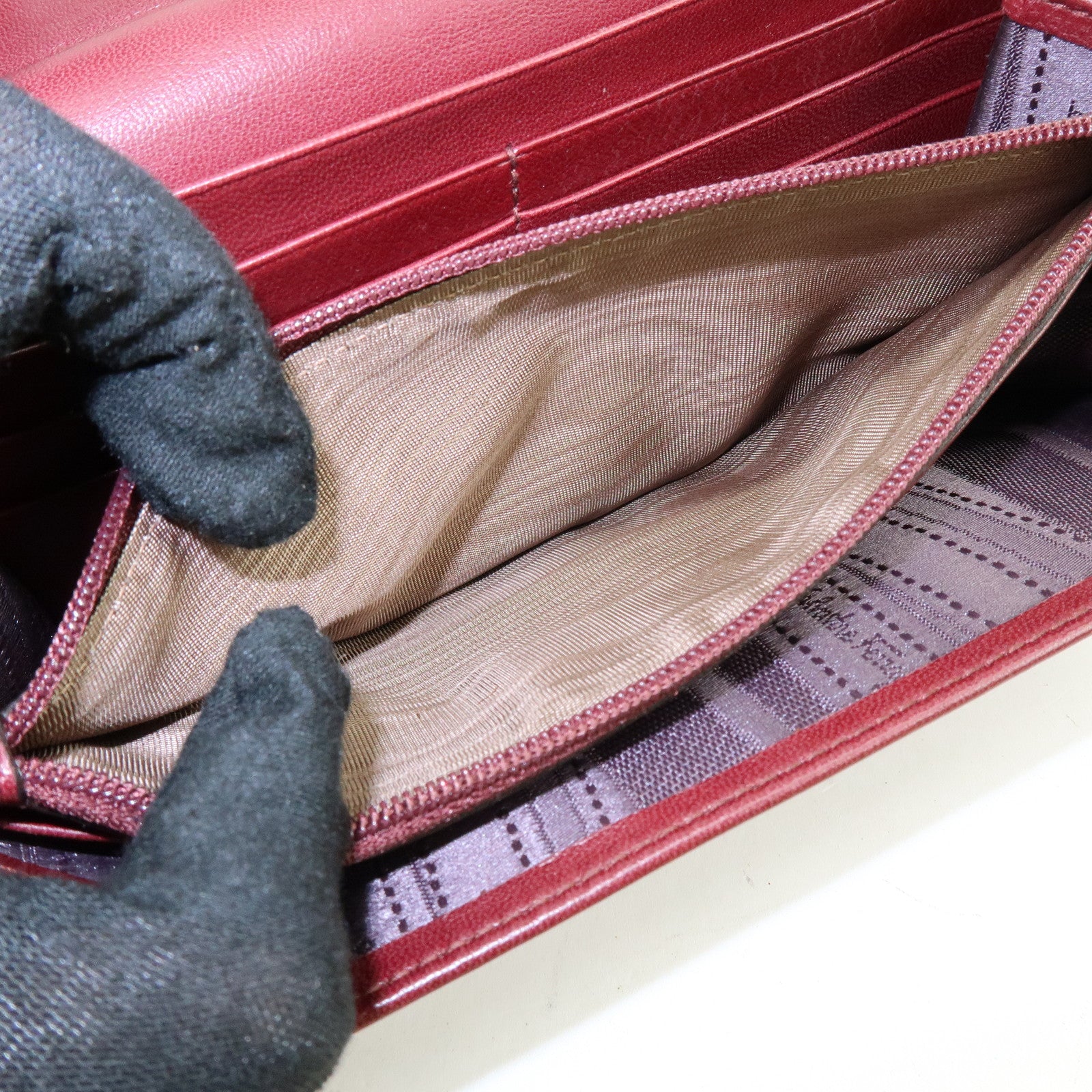 Ferragamo Vara Leather Long Wallet Bordeaux