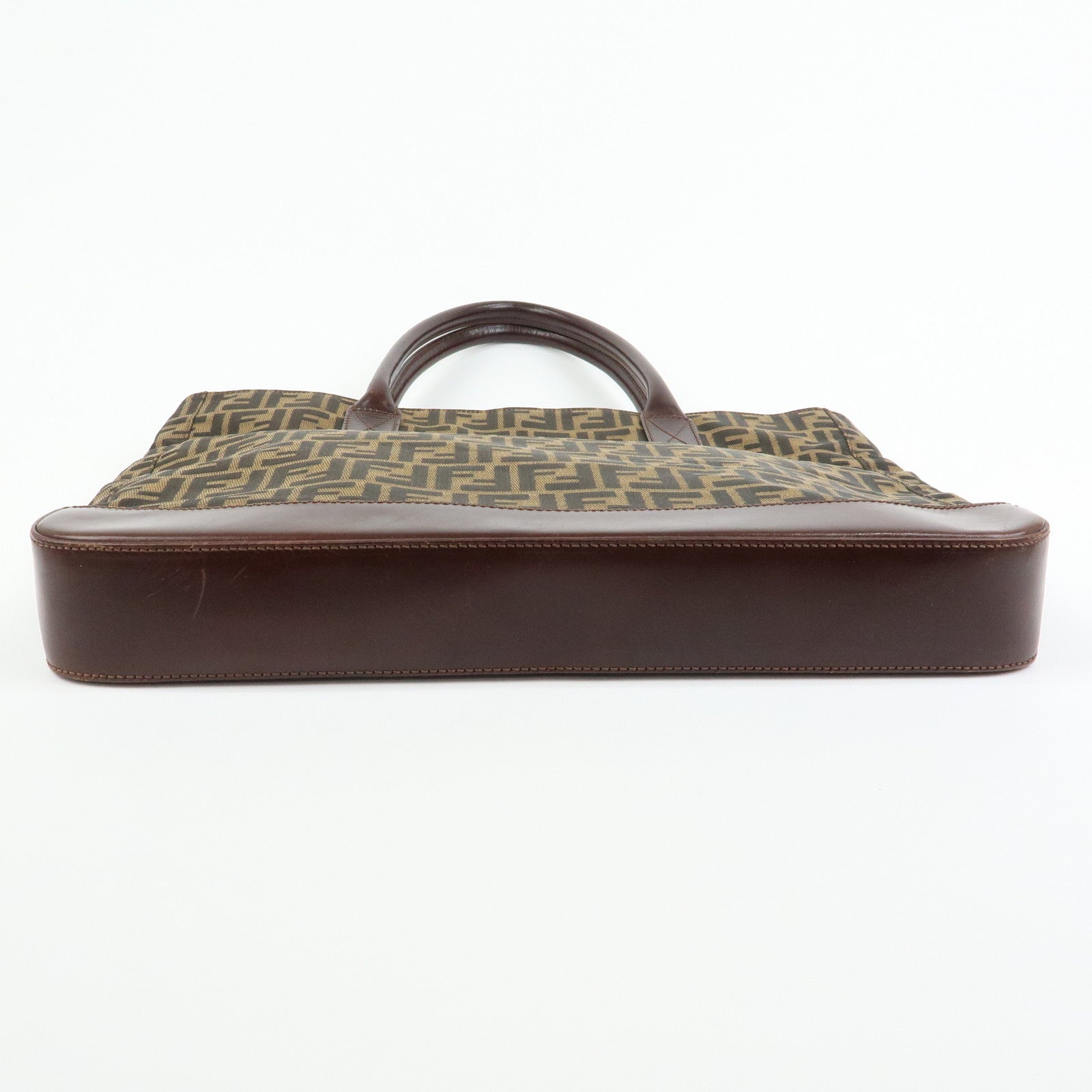 FENDI Zucca Canvas Leather Tote Bag Shoulder Bag Brown 16329