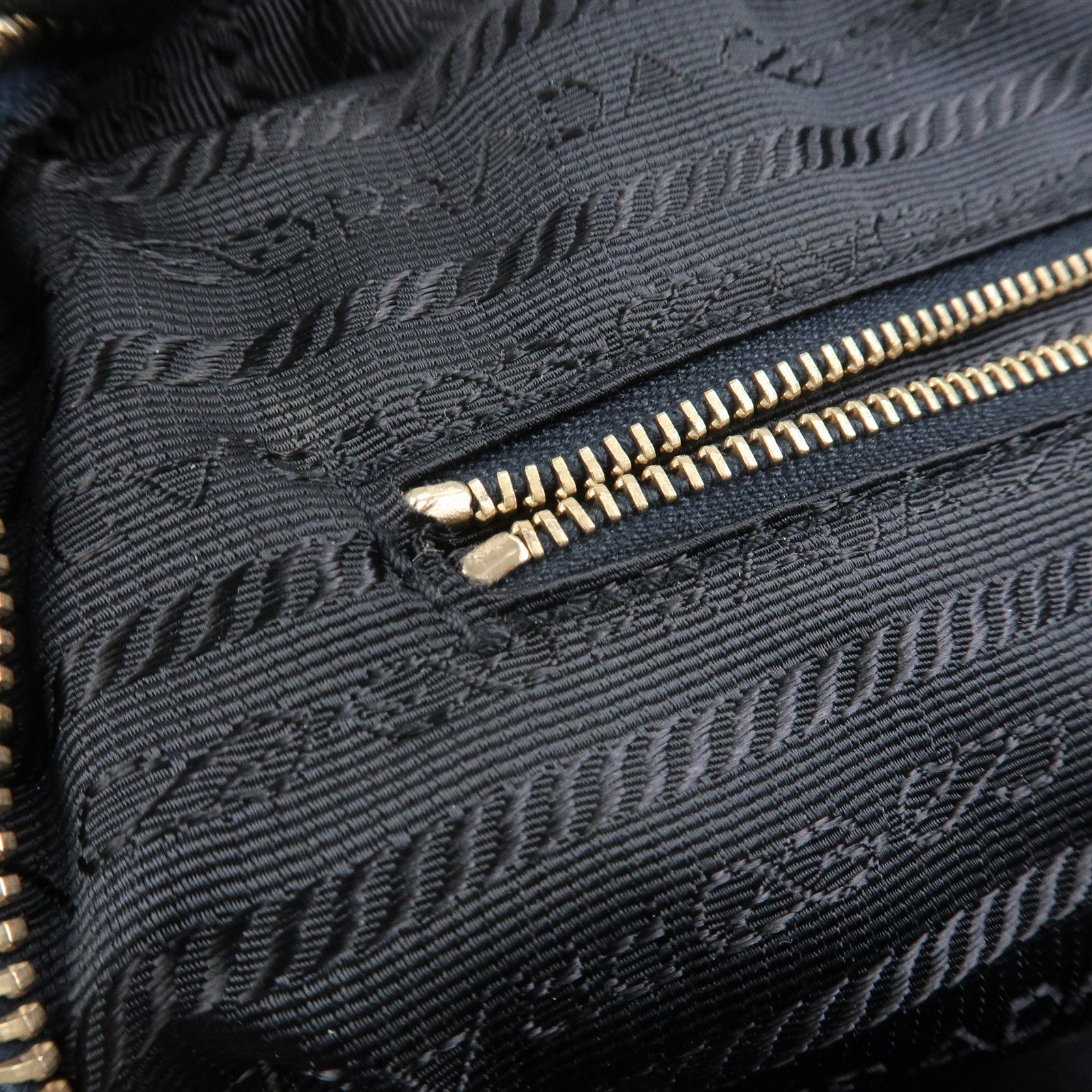 PRADA Triangle Logo Nylon Leather Hand Bag Navy