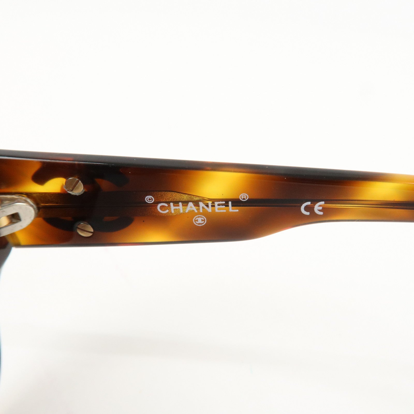 CHANEL COCO Mark Plastic Sunglasses Brown 01452 91235 Used