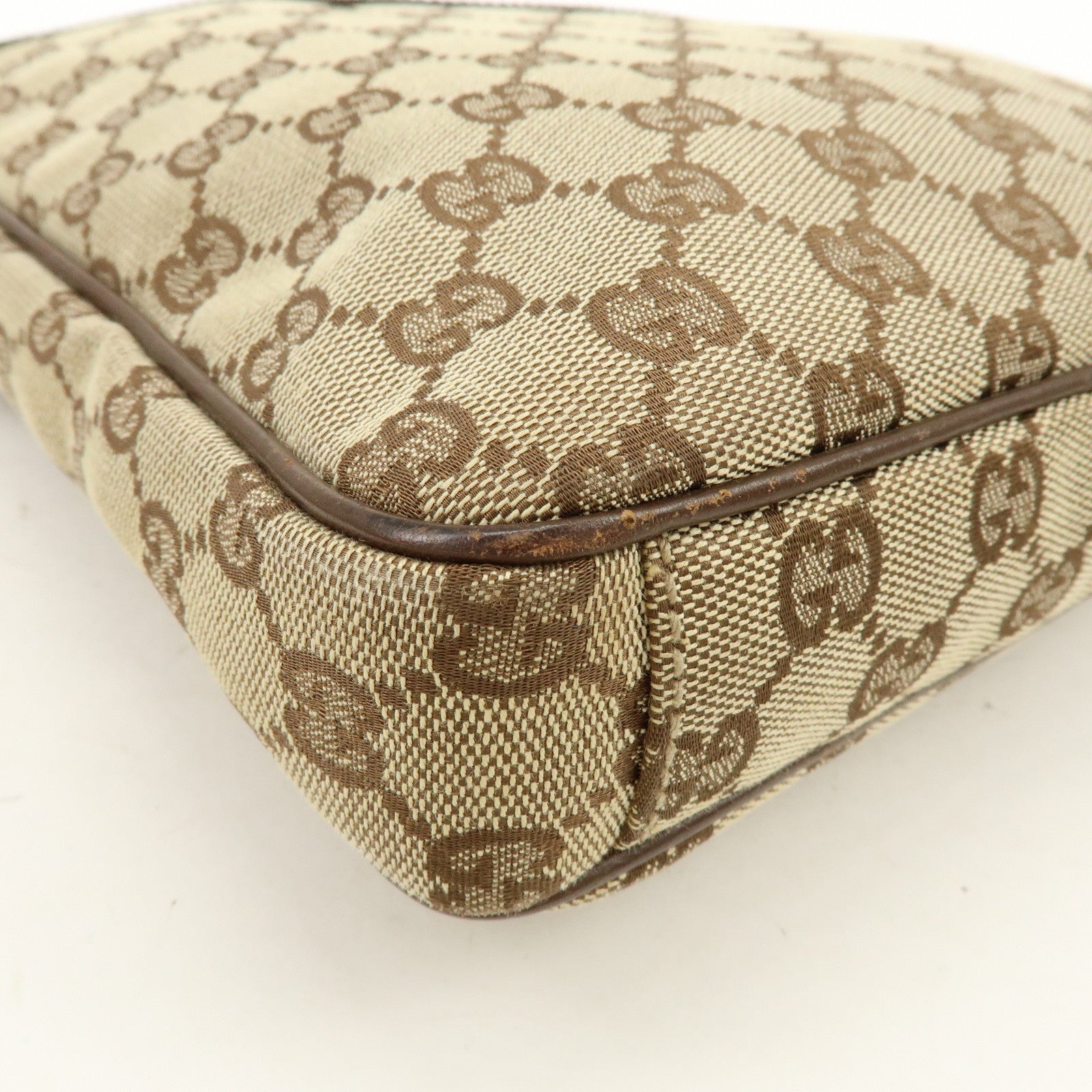 GUCCI GG Canvas Leather Shoulder Bag Crossbody Bag Brown 92551