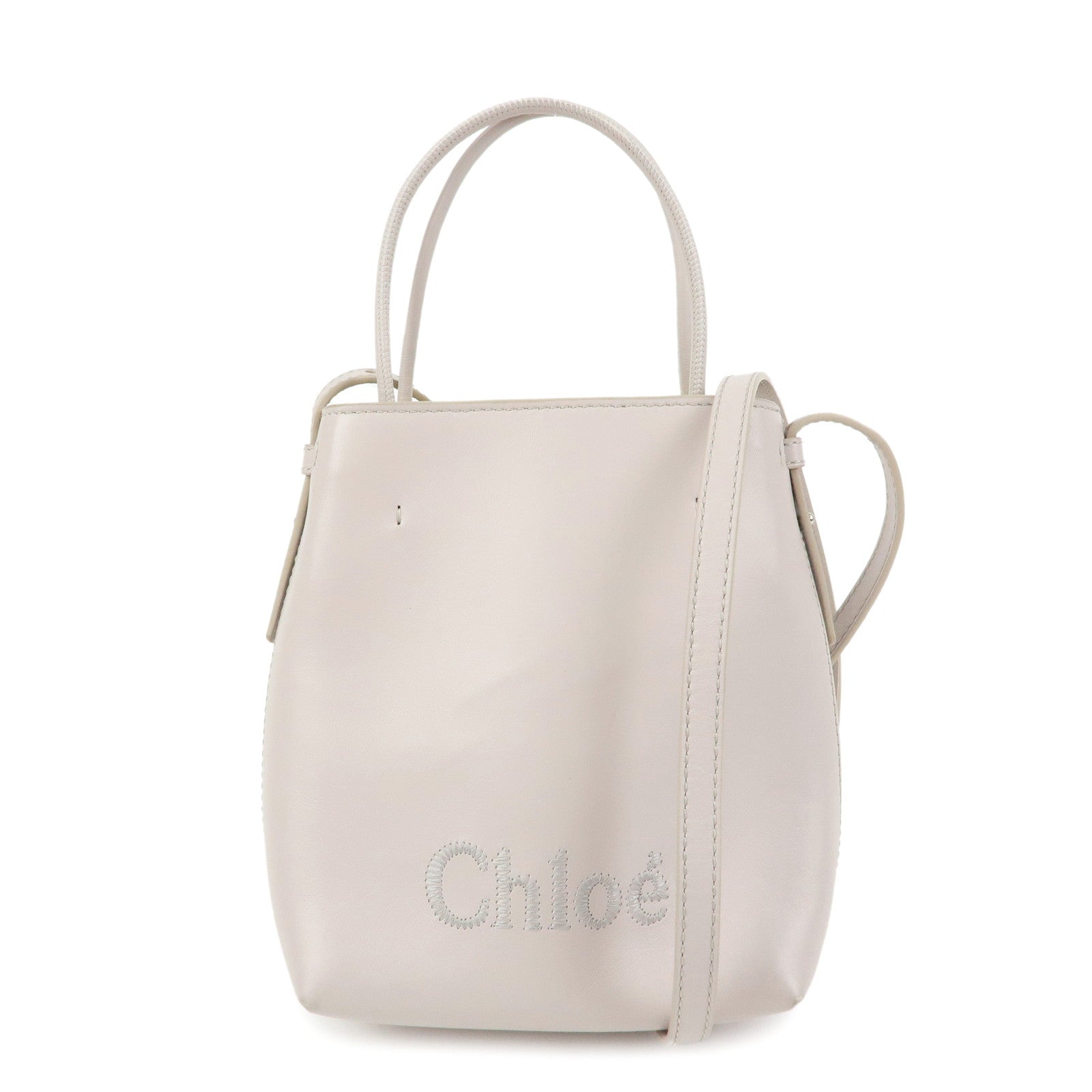 Chloe Sense Micro Leather 2Way Bag Shoulder Bag Hand Bag Pink Beige