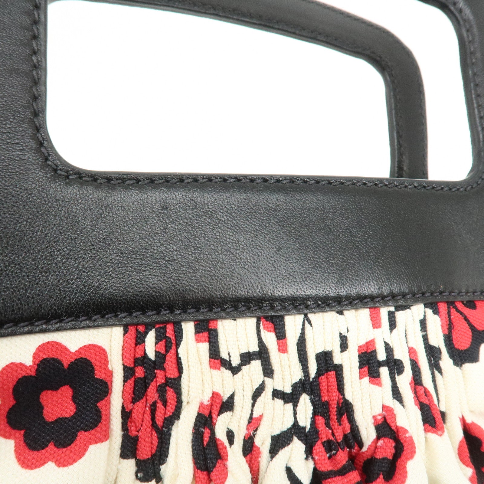 MIU MIU Flower Print 2Way Hand Bag Japan Limited White Black Red