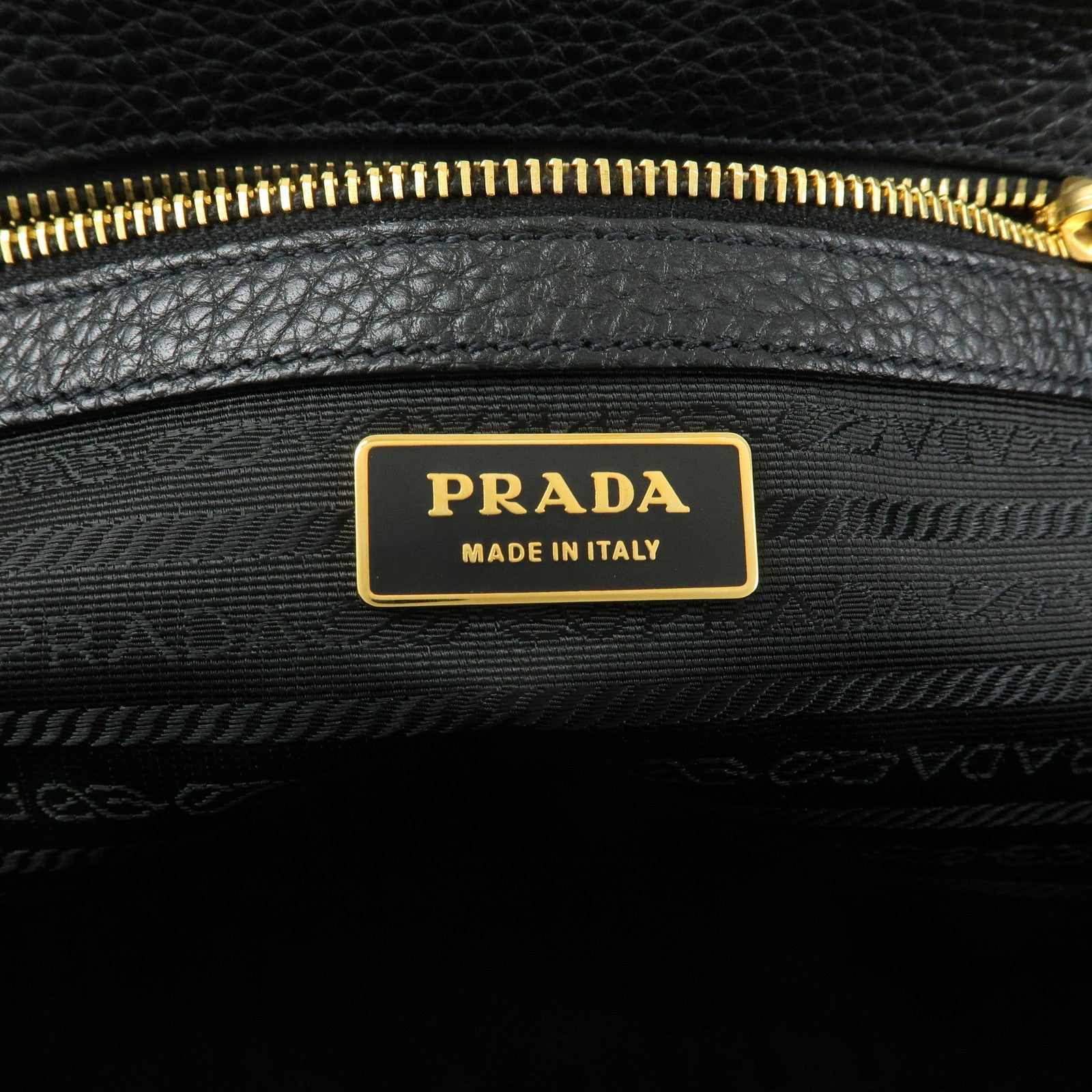 PRADA Vitello Daino Leather Hand Bag Shoulder Bag Black BR3207