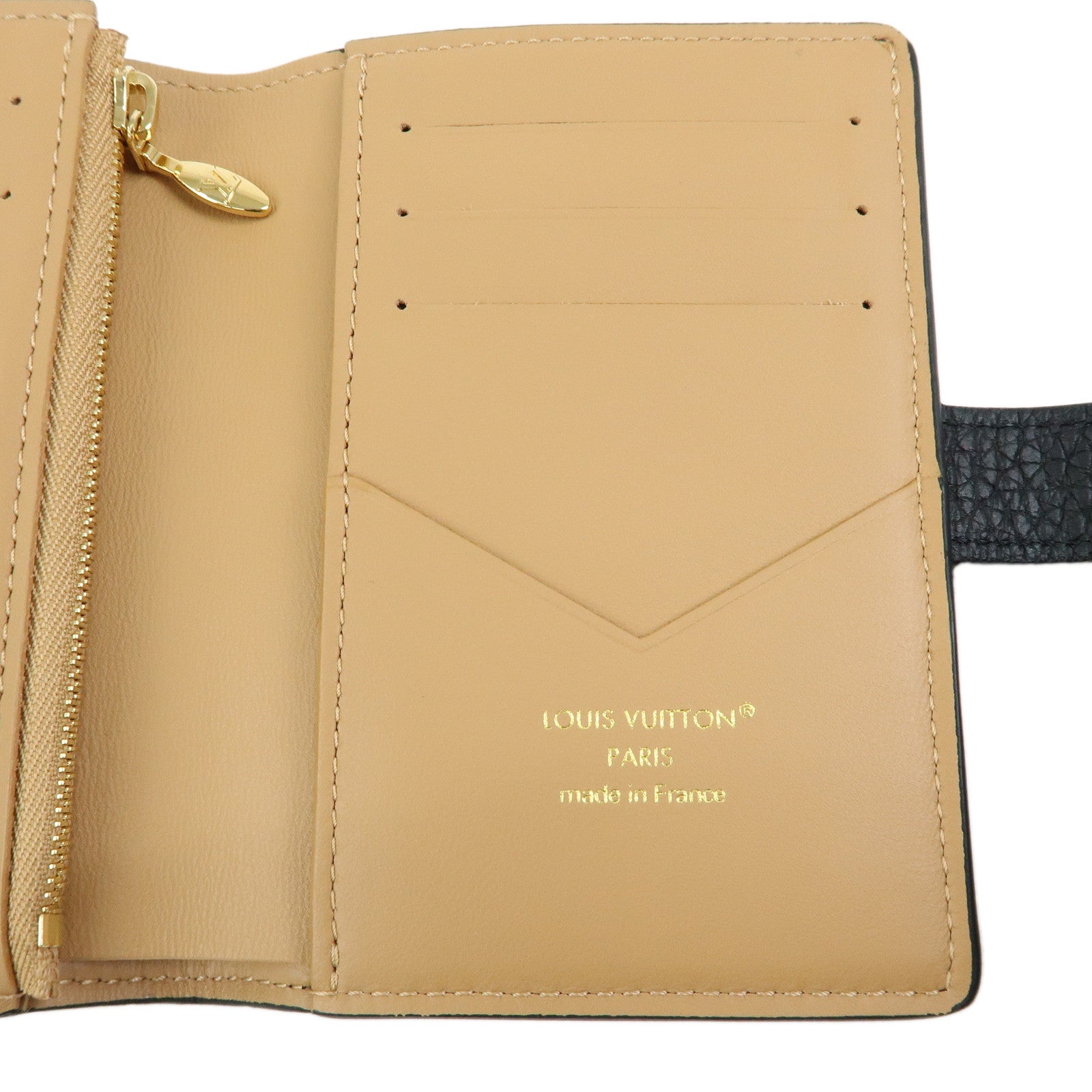 Louis Vuitton Taurillon Leather Vertical Compact Wallet Noir M81561