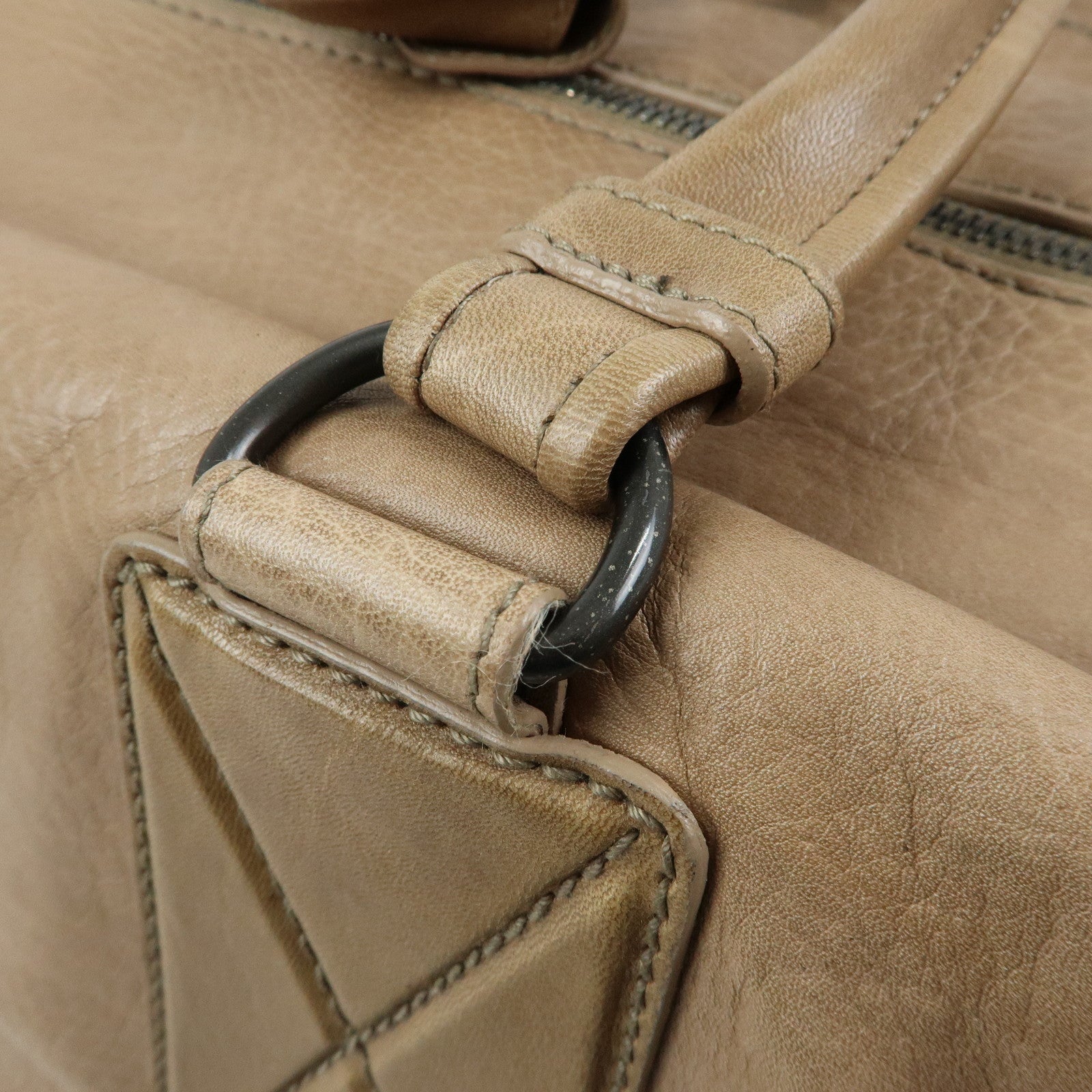 BOTTEGA VENETA Canvas Leather Boston Bag Hand Bag Beige 145119