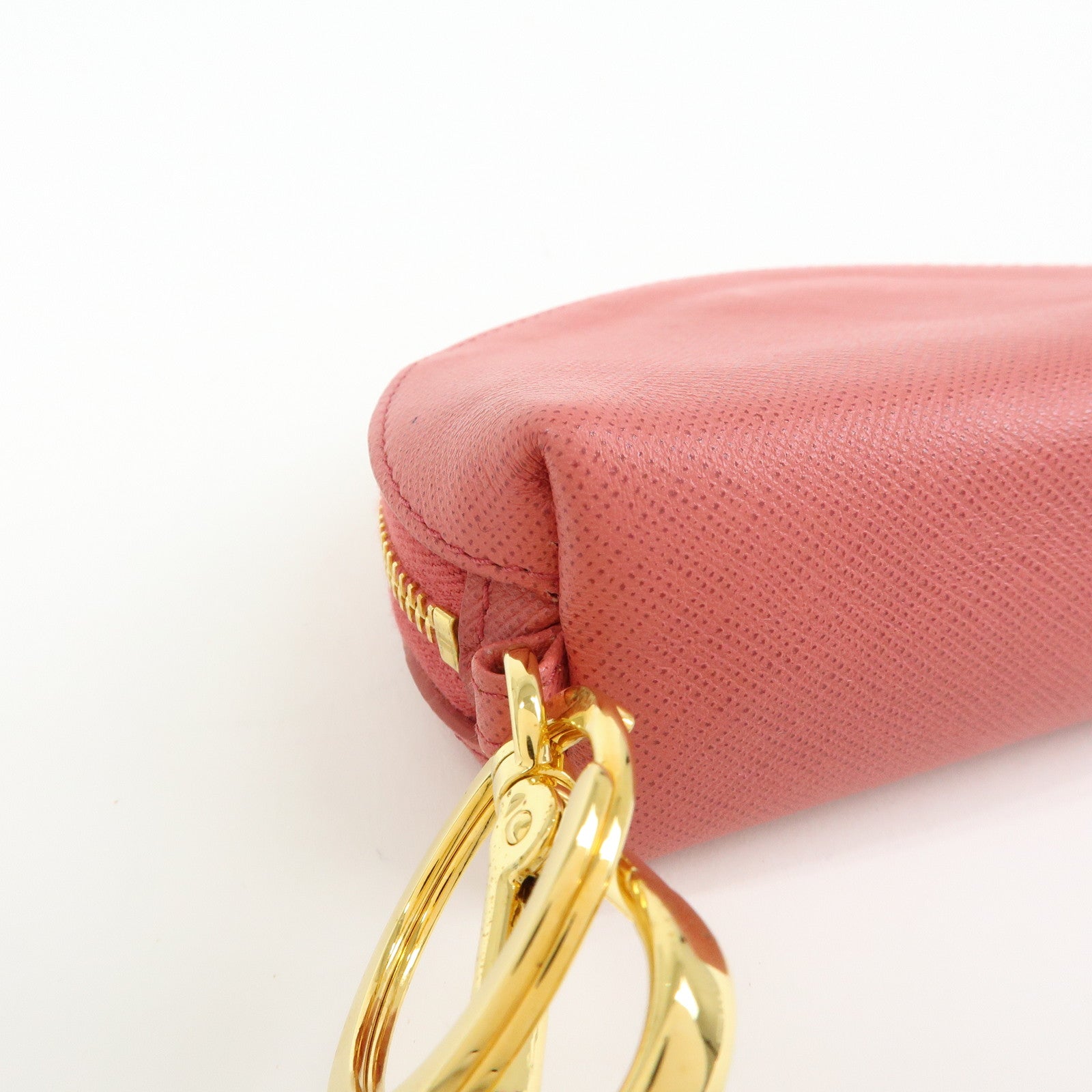 PRADA Saffiano Leather Bag Charm Accessory Pouch Pink 1M1218