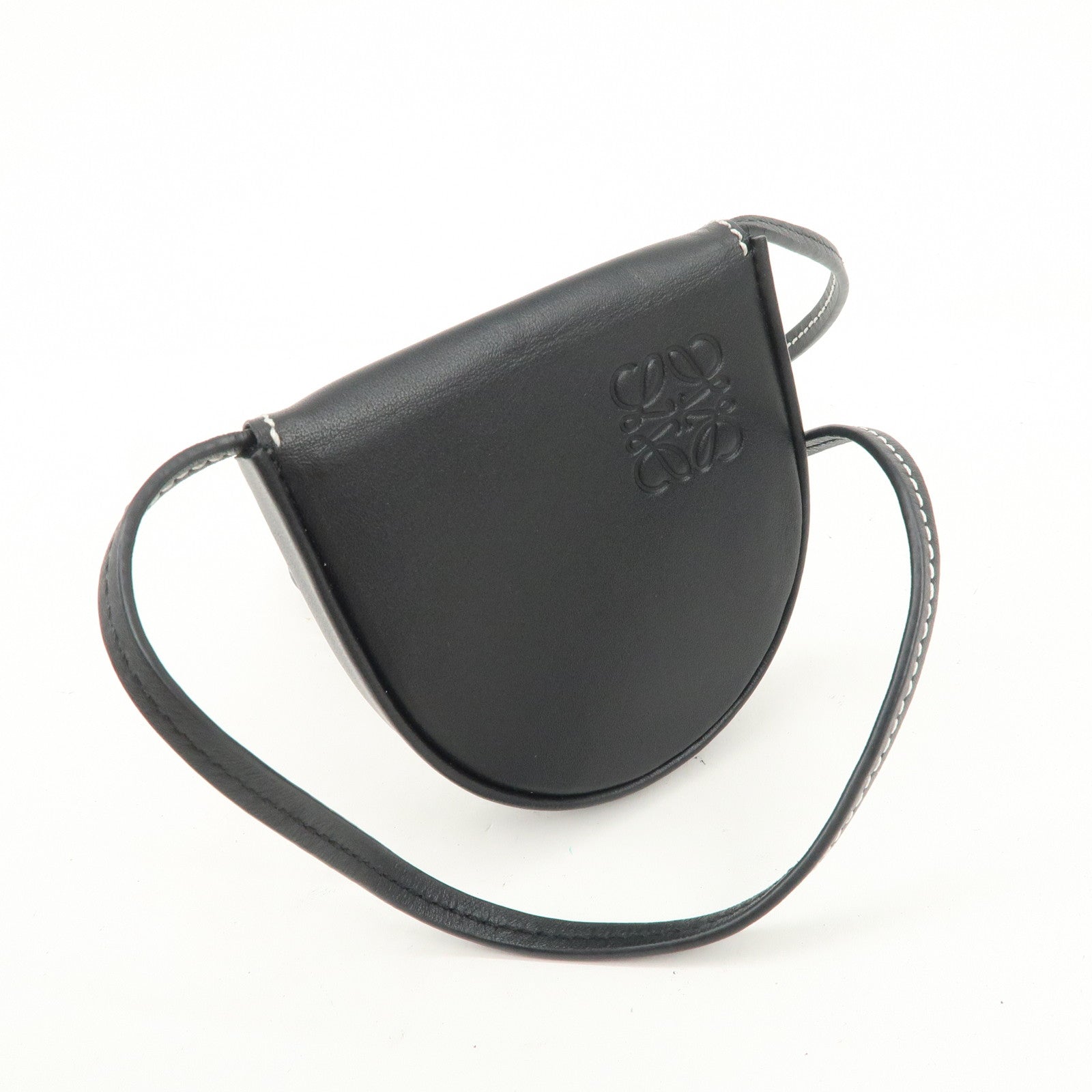 LOEWE Anagram Logo Leather Coin Case Coin Purse Black