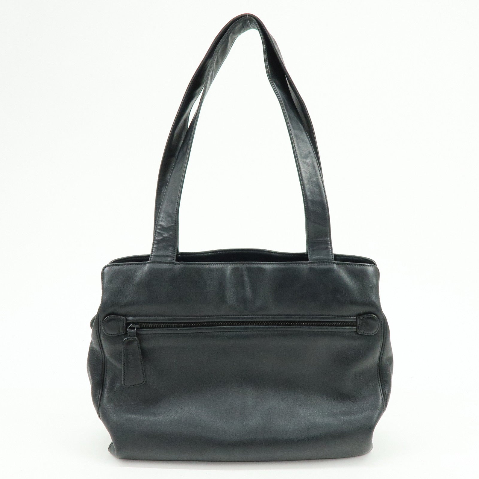 CHANEL Calf Leather Tote Bag Shoulder Bag Hand Bag Black