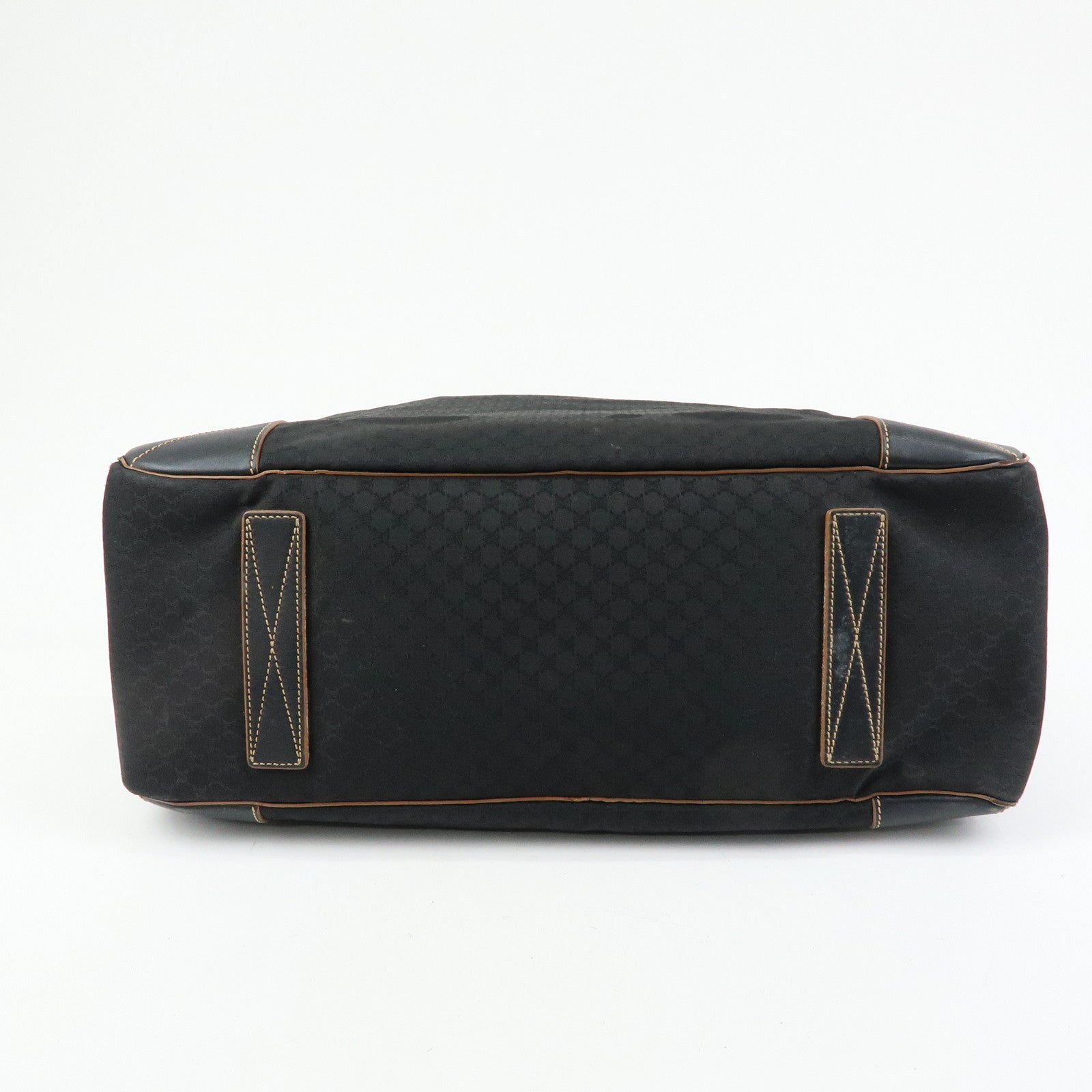 CELINE Macadam Canvas Leather Boston Bag Hand Bag Black
