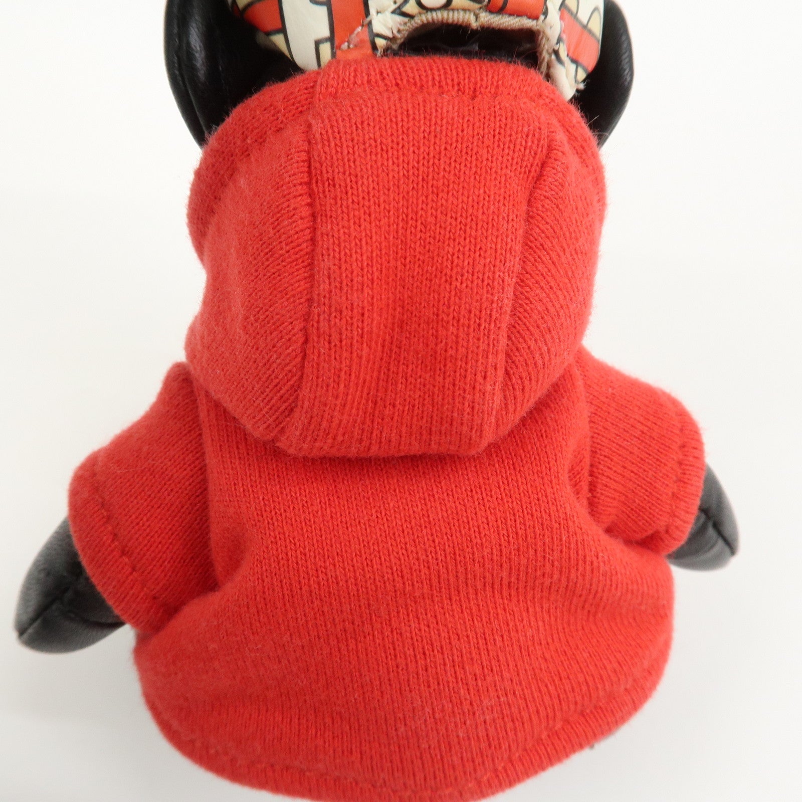 BURBERRY Thomas Bear Leather Bag Charm Key Holder Black Red
