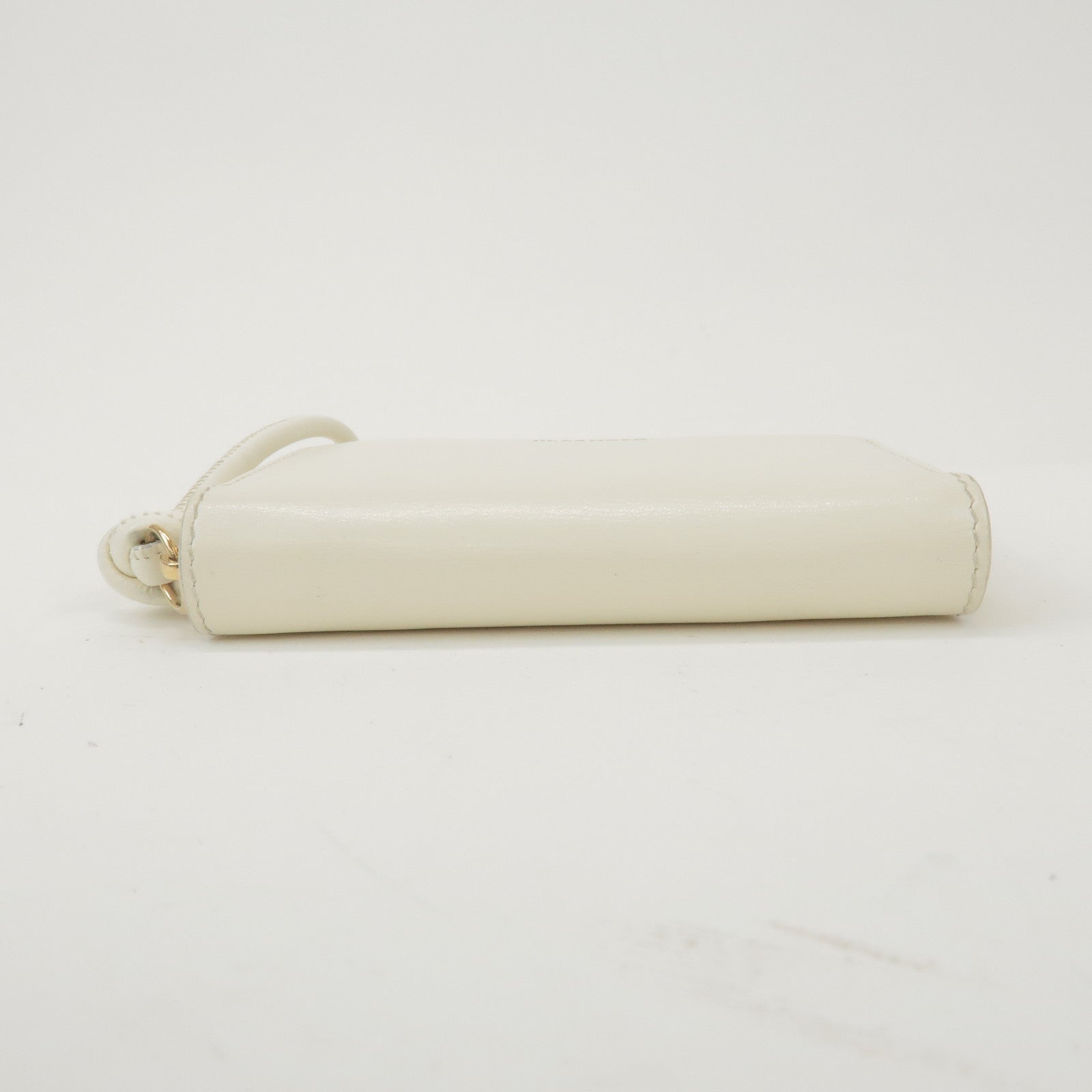 JIL SANDER Logo Leather Round Zippy Coin Case Coin Wallet Ivory