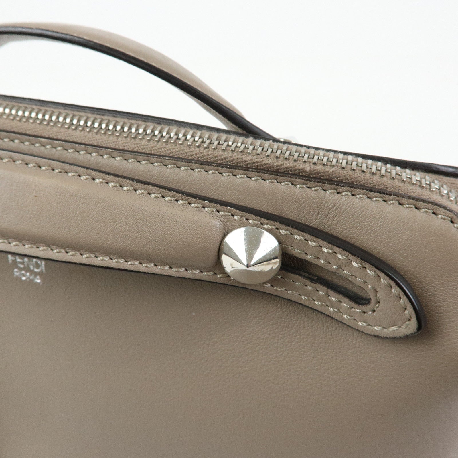 FENDI Bay The Way Leather 2Way Bag Shoulder Bag Greige 8BL124