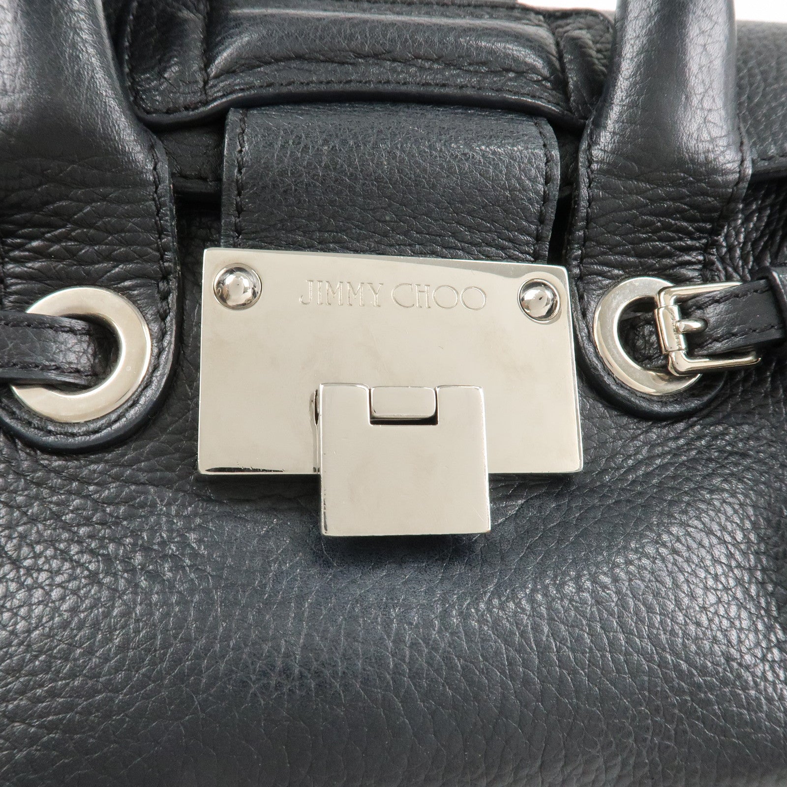 JIMMY CHOO Rosalie 2Way Leather Hand Bag Shoulder Bag Black Used