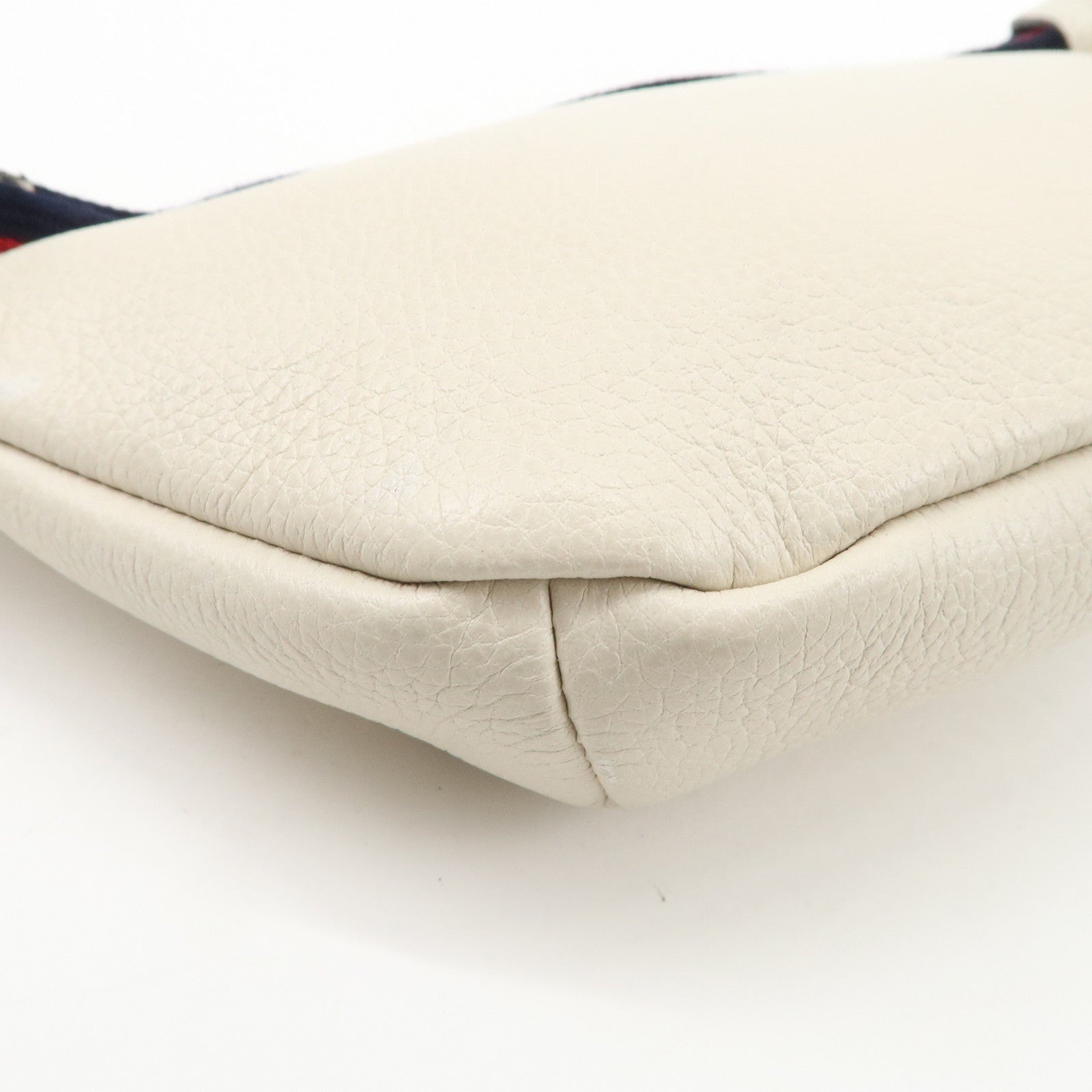 GUCCI Sherry Leather Canvas Waist Bag Crossbody Bag Ivory 527792