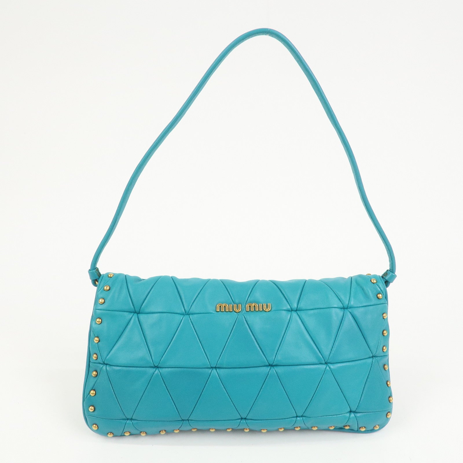 MIUMIU Matelasse Leather 2 Way Bag Shoulder Bag Blue RP0169