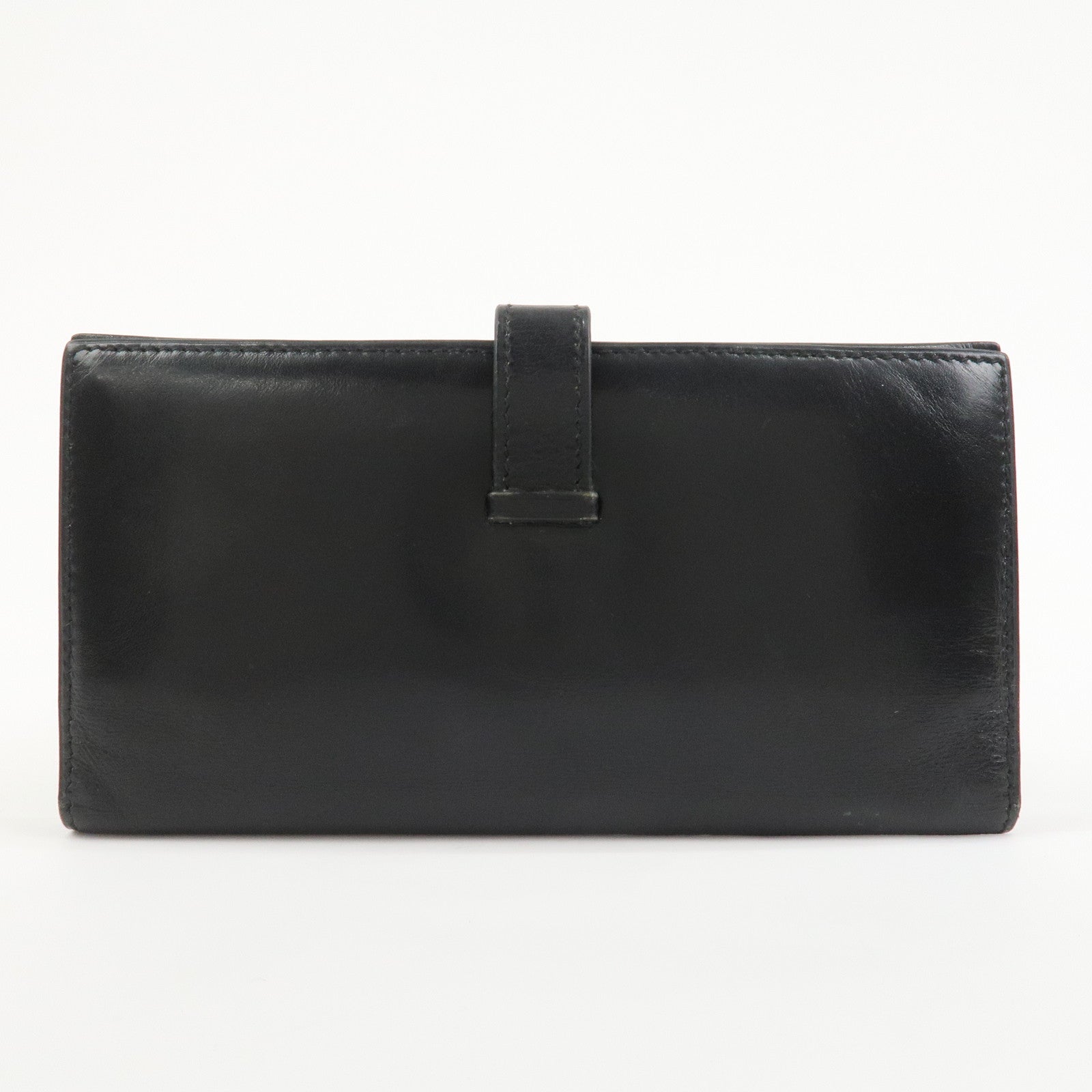 HERMES Bearn Classic Box Calf □E Stamped Bi-Fold Long Wallet Black
