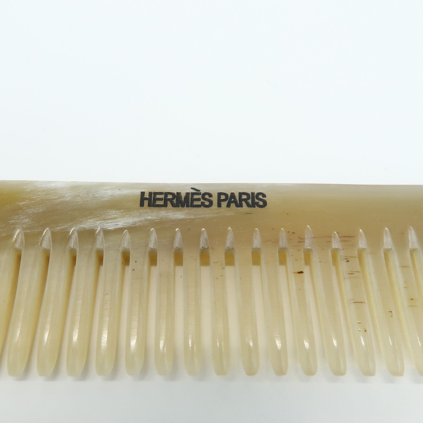 HERMES Etui Peigne Plastic Hair Comb & Leather Case Brown Orange