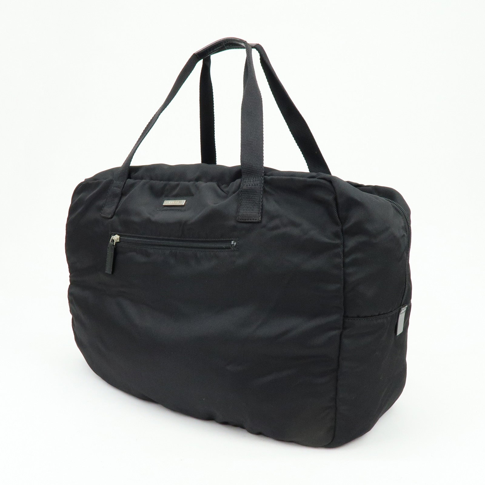 GUCCI Nylon Leather Boston Bag Shoulder Bag Black 012・0389・002058