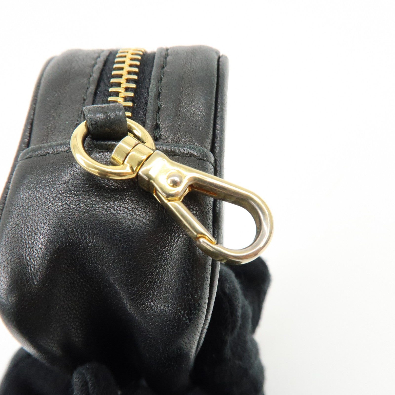 MIU MIU Nappa Leather Bag Charm Pouch Coin Case Black 5M1353