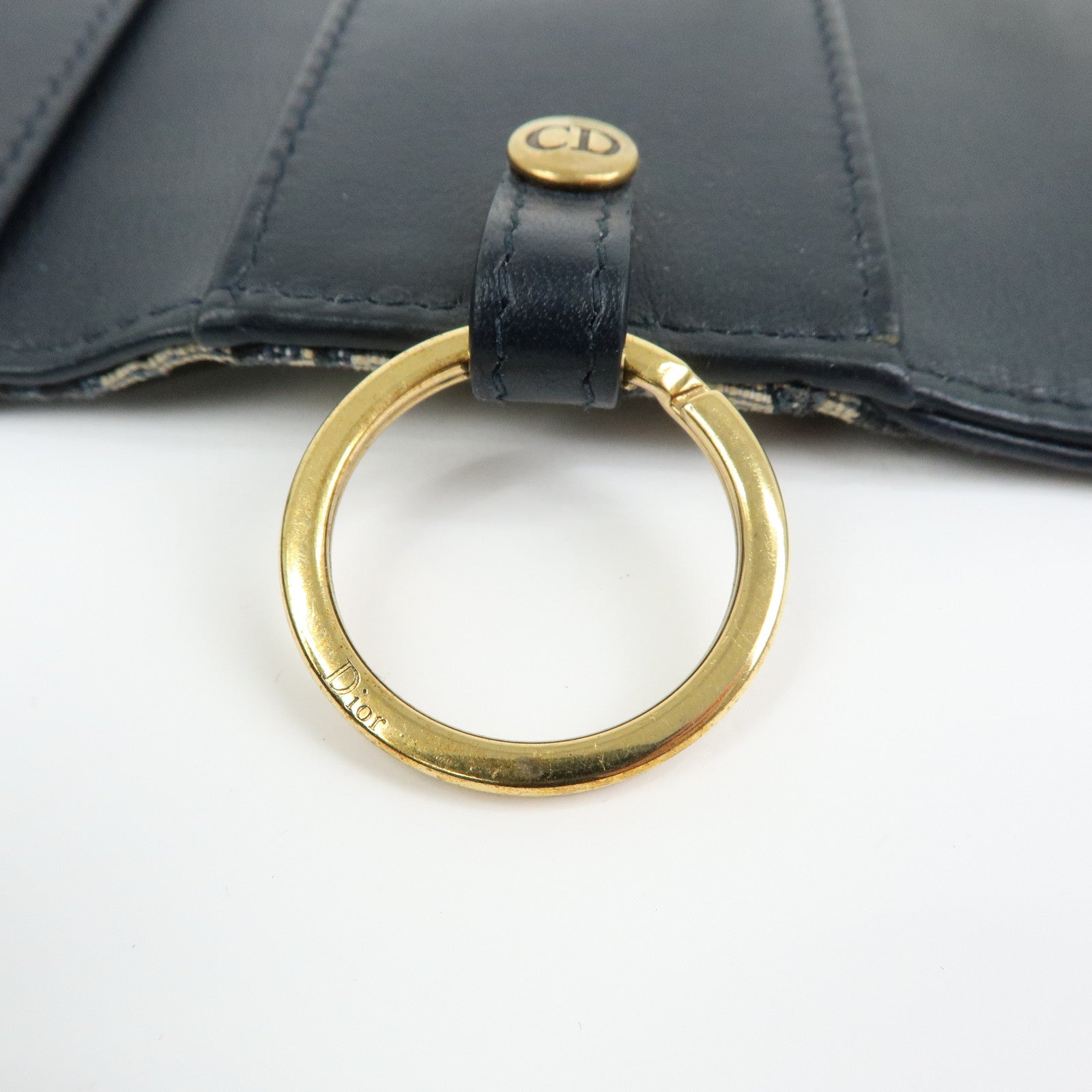 Christian Dior Saddle Oblique Jacquard Canvas Key Case Navy
