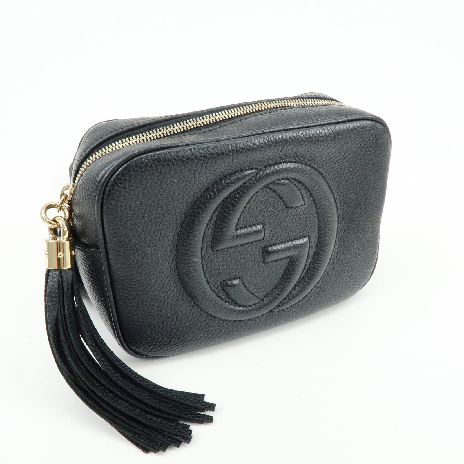 GUCCI SOHO Leather Small Disco Shoulder Crossbody Bag Black 722319