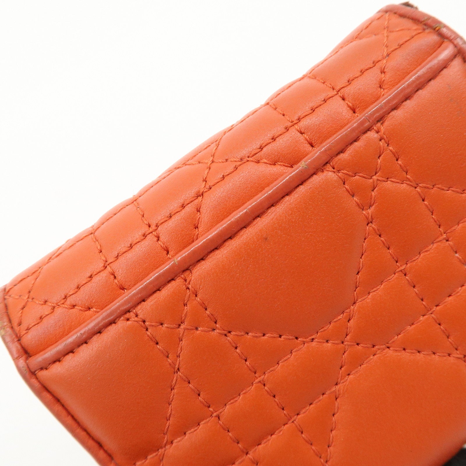 Christian Dior Lady Dior Cannage Leather Tri-fold Compact Wallet