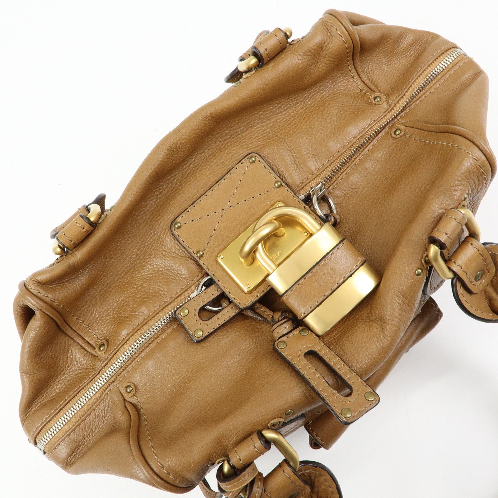 Chloe Paddington Leather Shoulder Bag Boston Bag Brown
