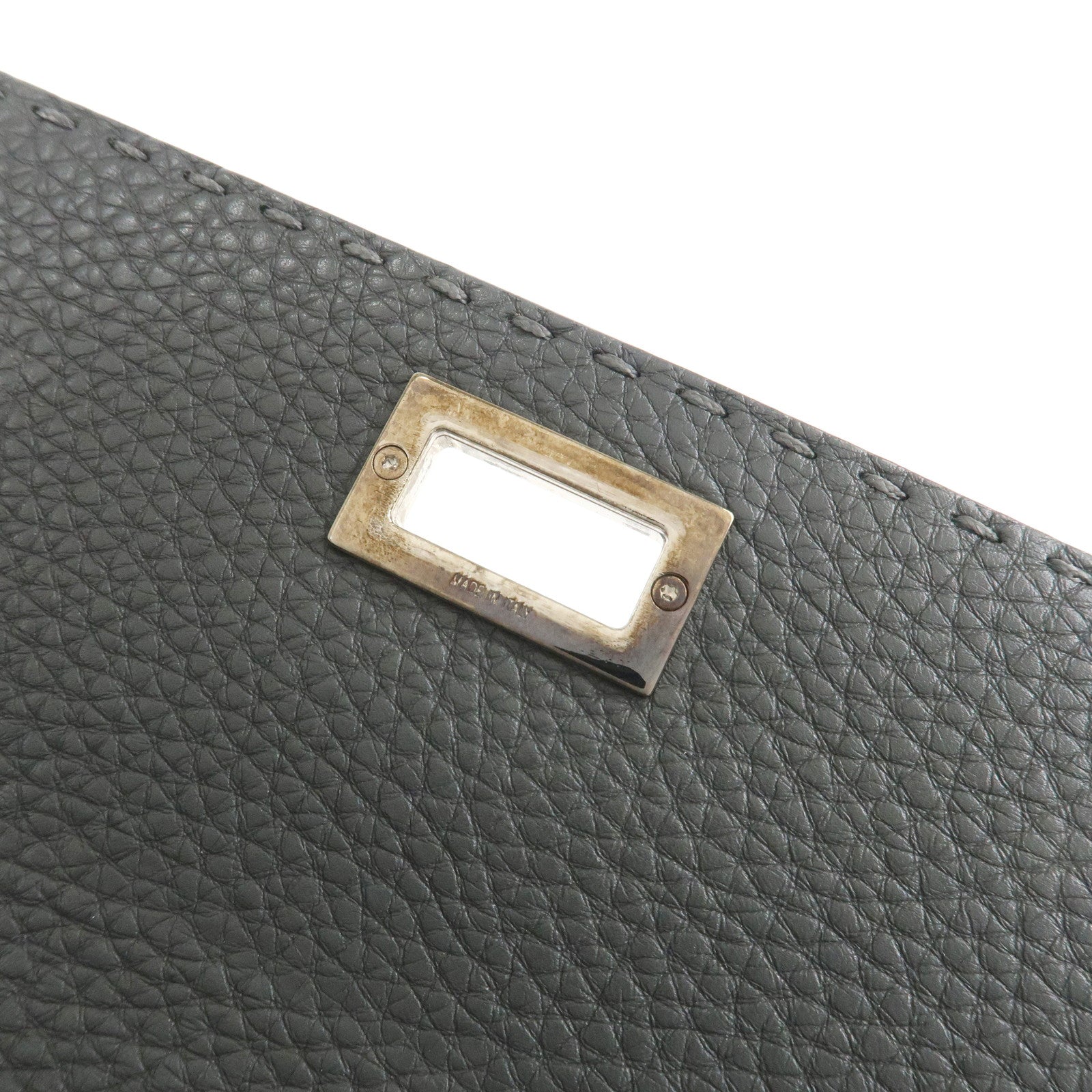 FENDI Seleria Leather Peekaboo Long Wallet Gray 8M0308