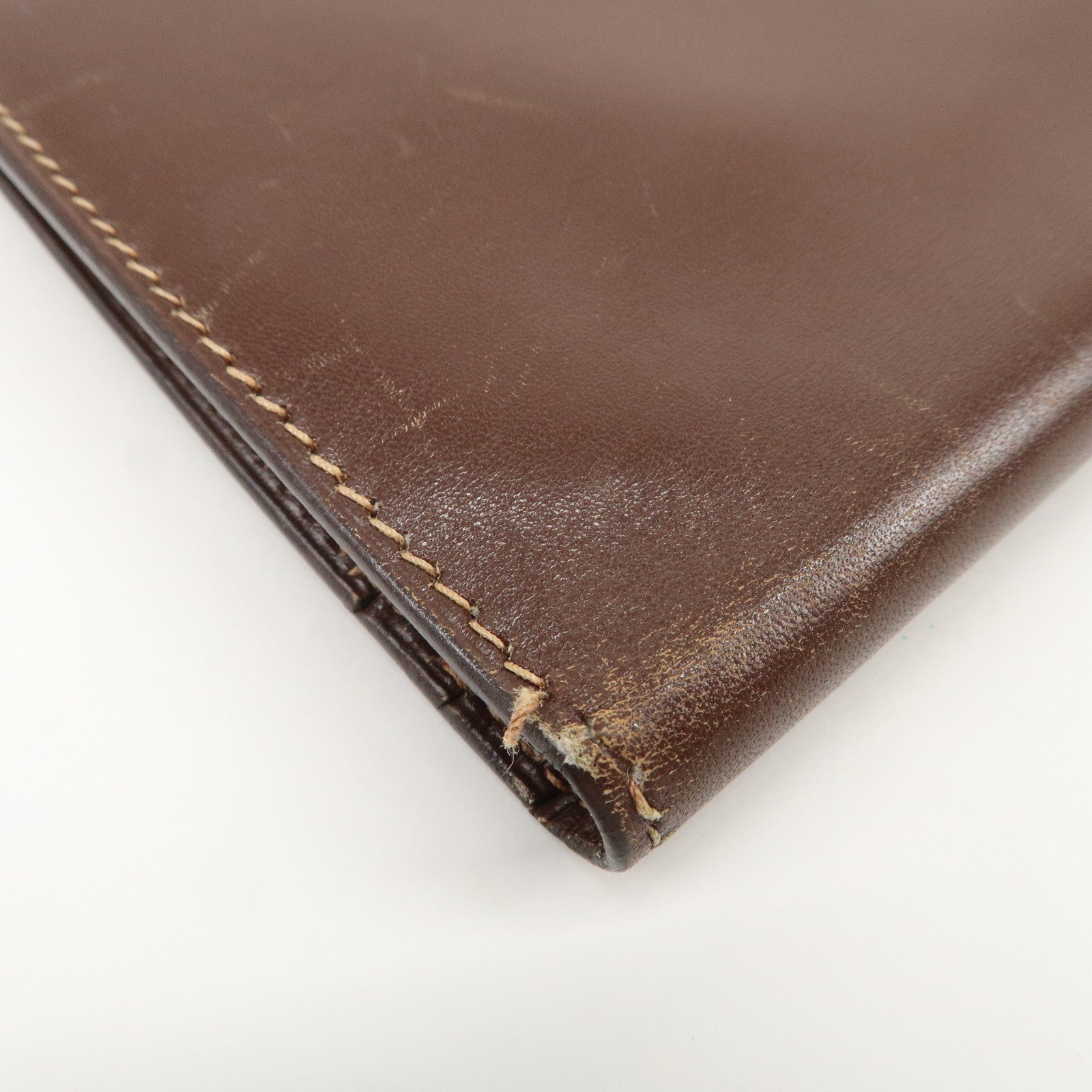 HERMES Béarn Classic Leather Long Wallet F Stamped Brown