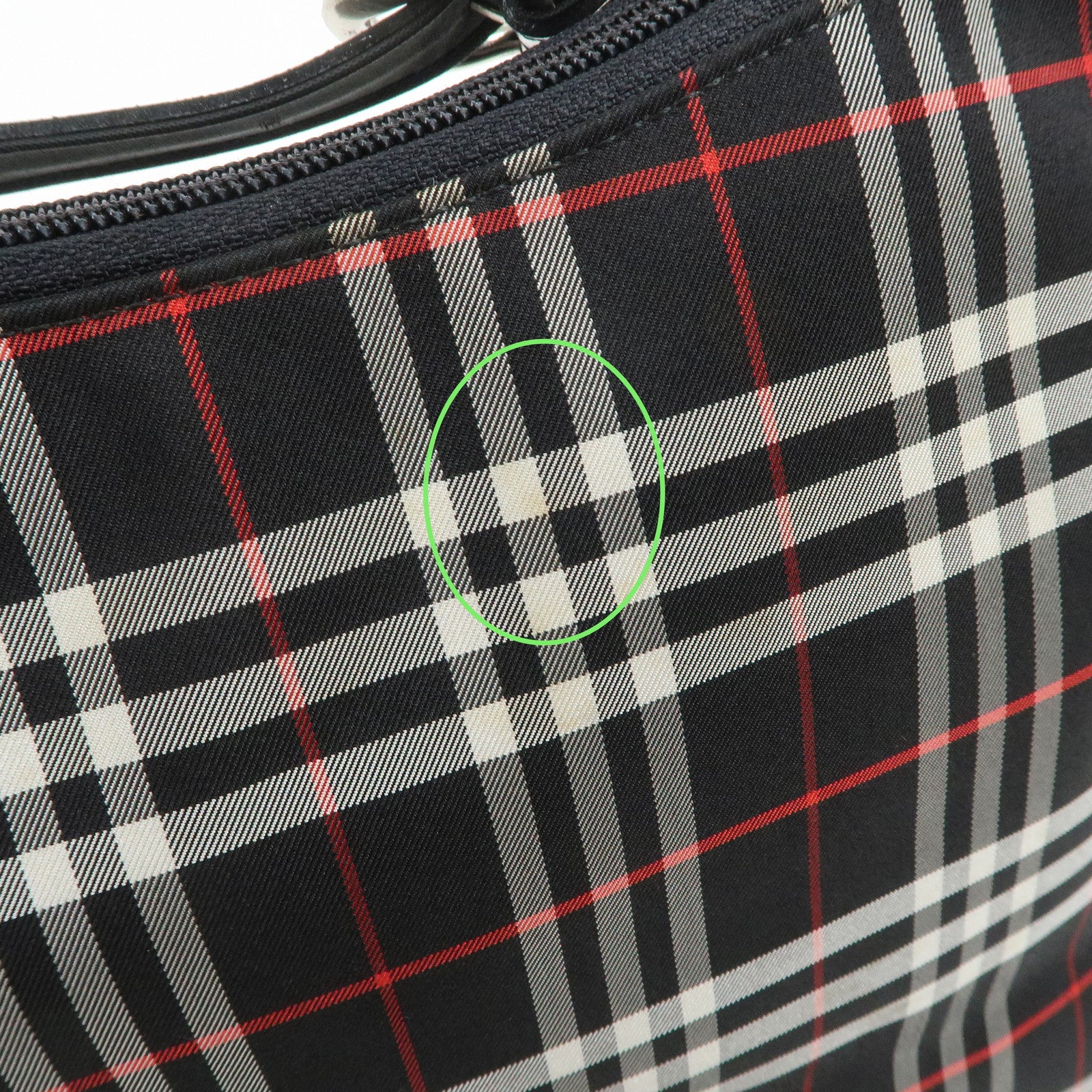 BURBERRY Blue Label Nylon Leather Shoulder Bag Nova Plaid Black