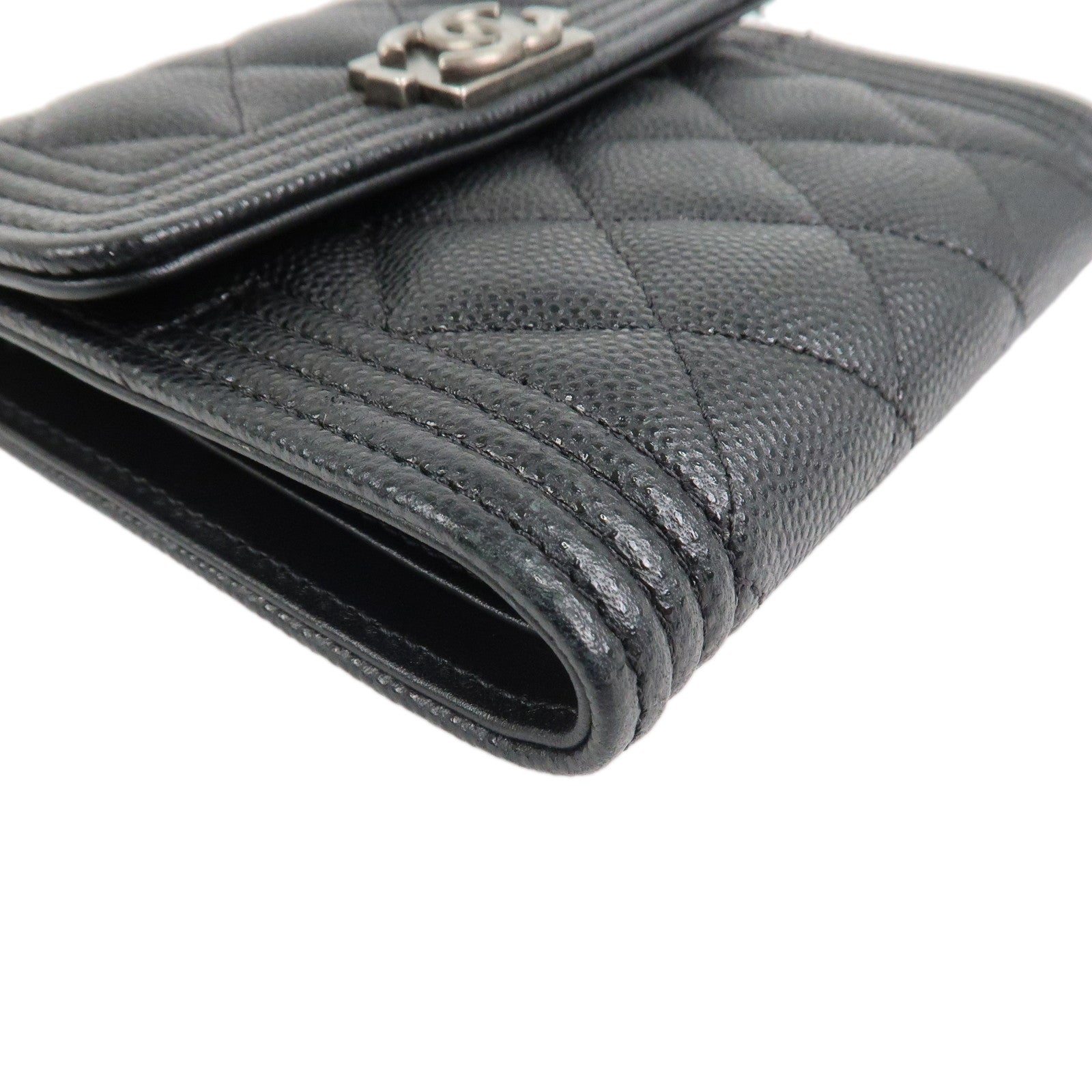 CHANEL Boy CHANEL Small Flap Tri-Fold Wallet Black A84432
