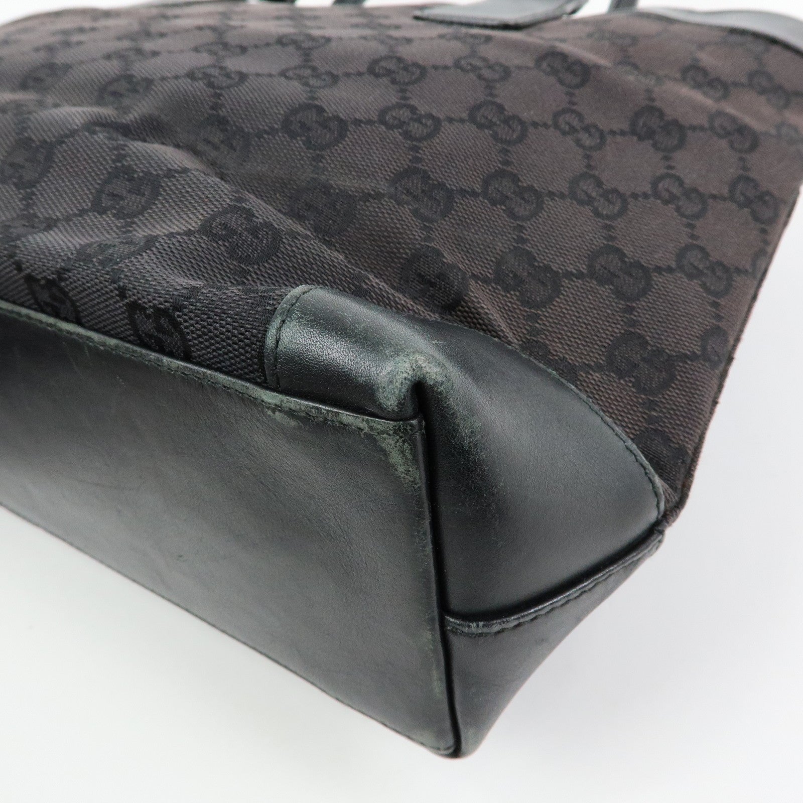 GUCCI GG Canvas Leather Tote Bag Hand  Bag Black 002・1119・1705