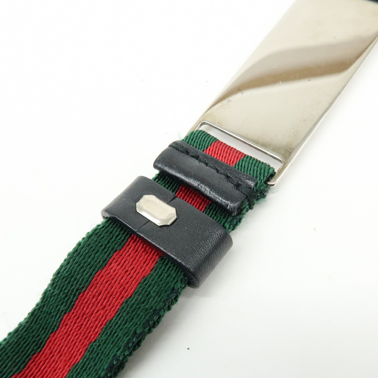 GUCCI Sherry Metal Leather Bag Charm Key Holder Black 039 2194 1089