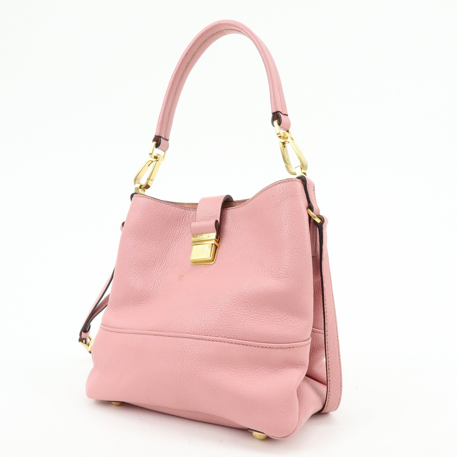 MIU MIU Madras Leather 2Way Bag Hand Bag Shoulder Bag Pink RR1951