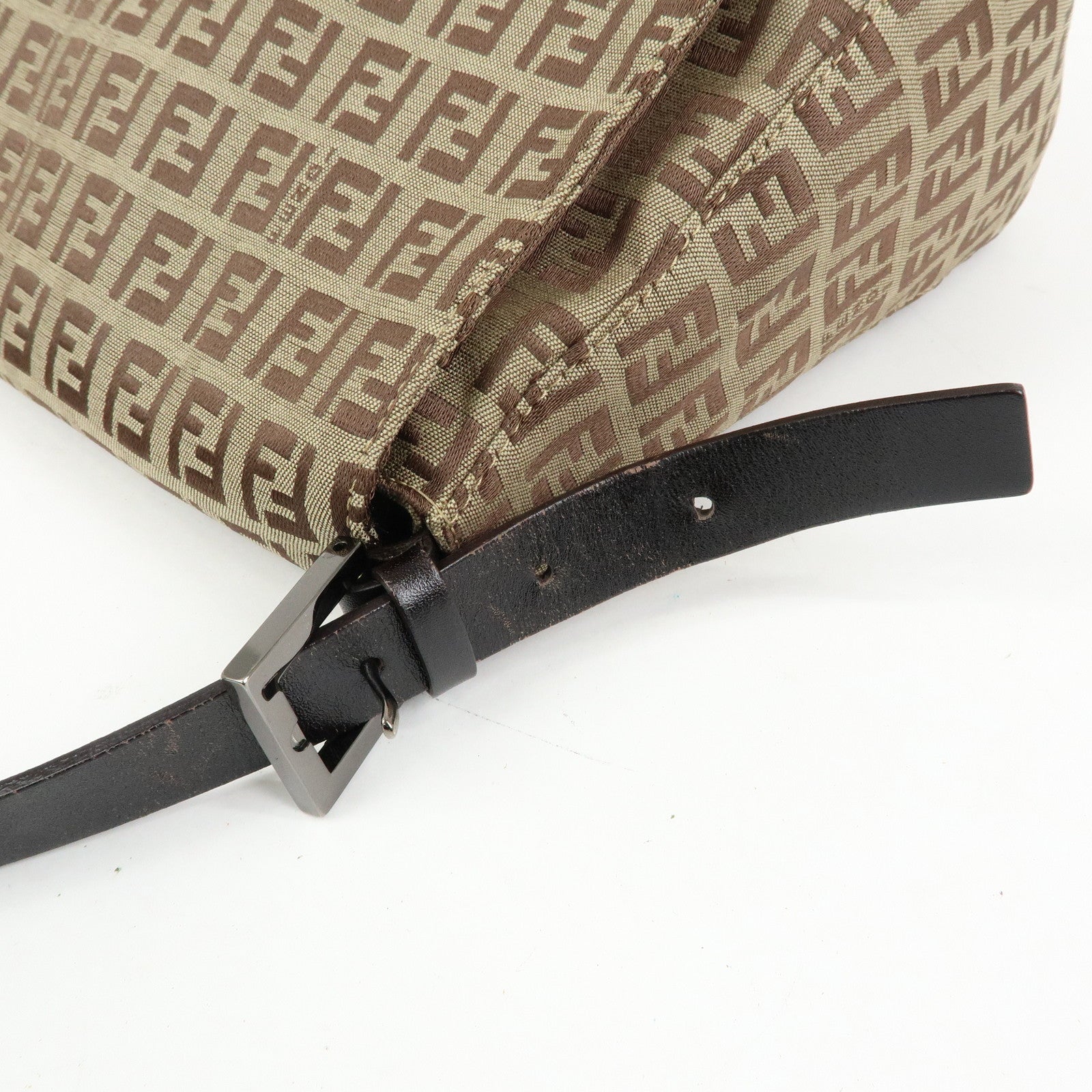 FENDI Zucchino Mamma Baguette Nylon Leather Shoulder Bag 8BR001
