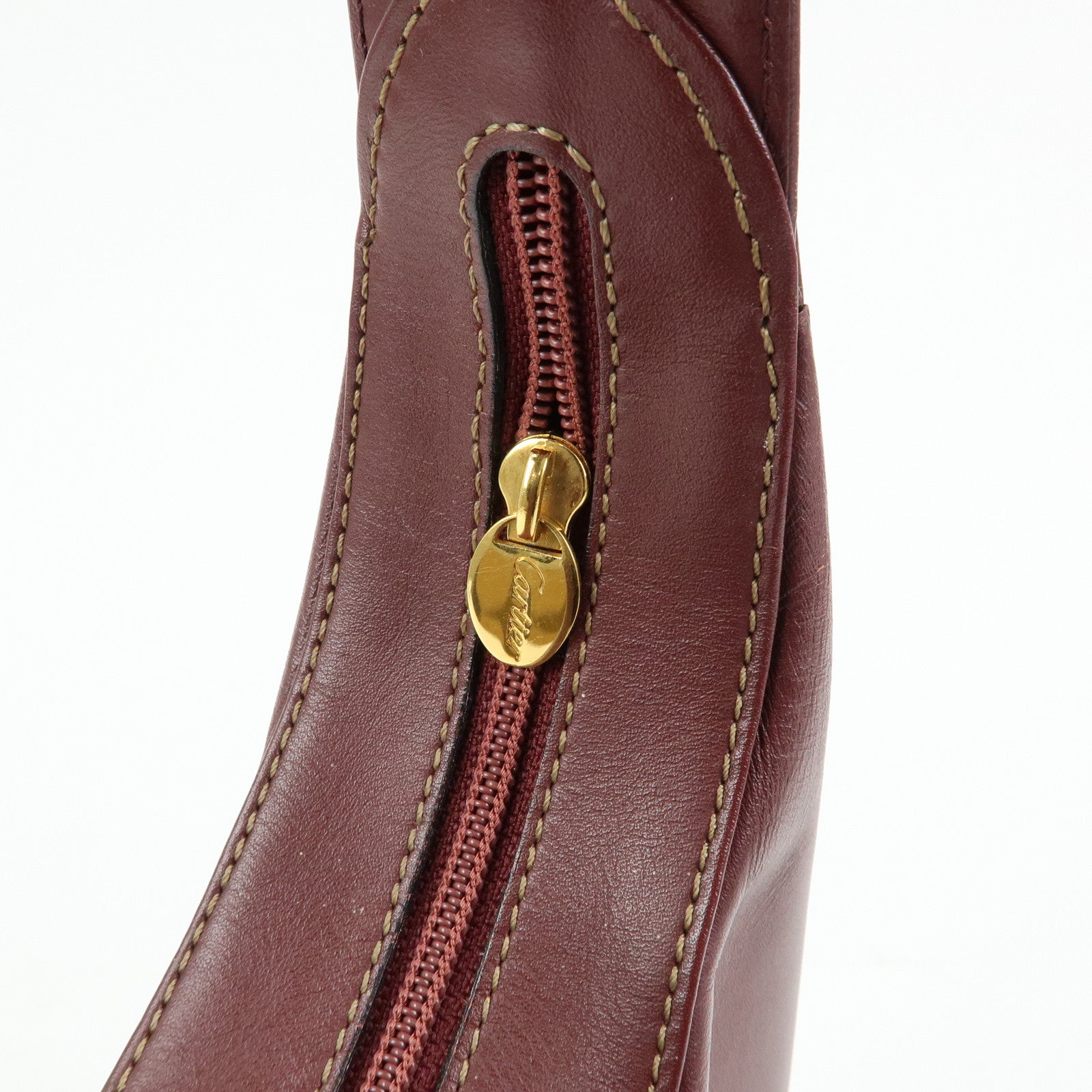 Cartier Must de Cartier Leather Shoulder Bag Hand Bag Bordeaux