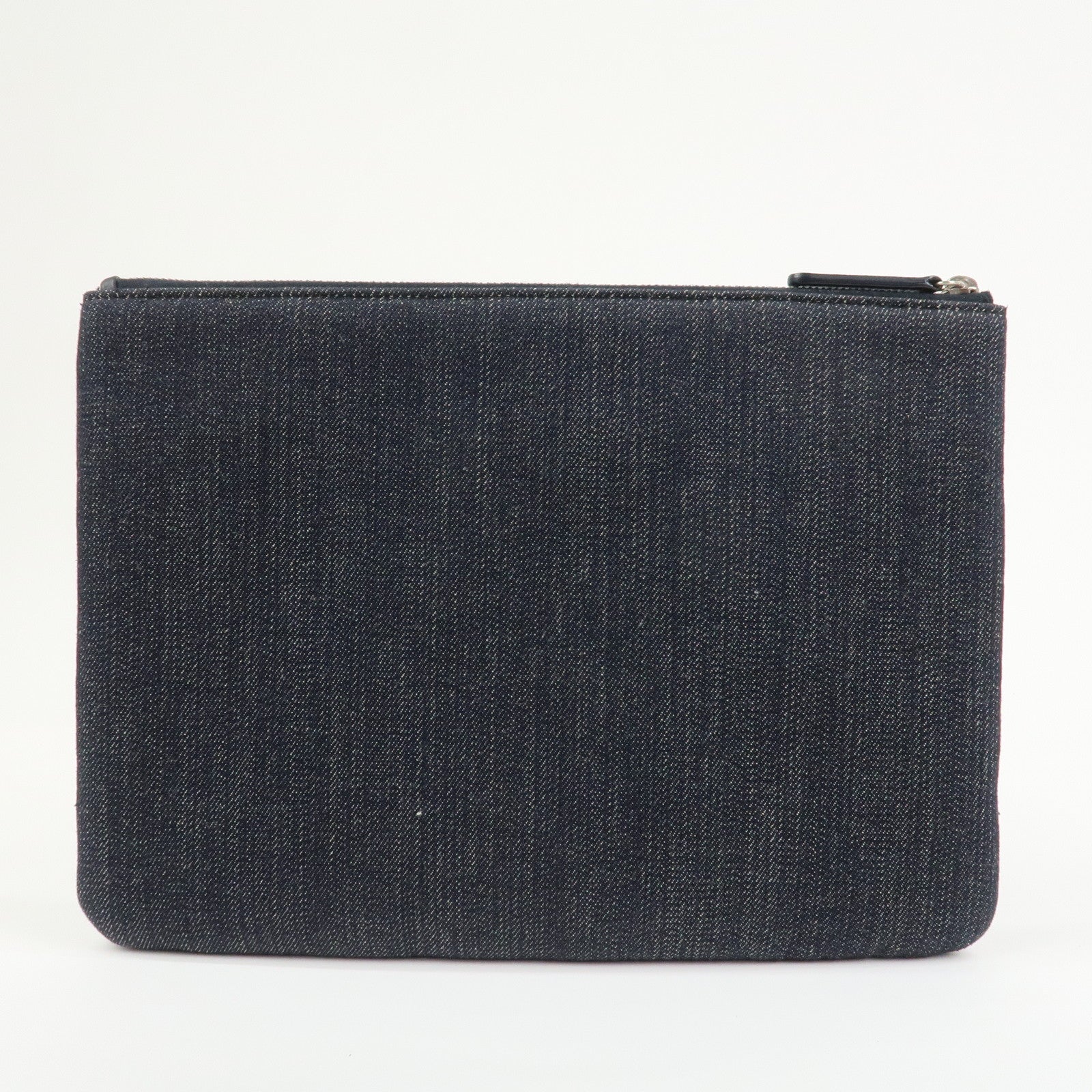 CHANEL Deauville Canvas Denim Clutch Bag Pouch Denim A80802