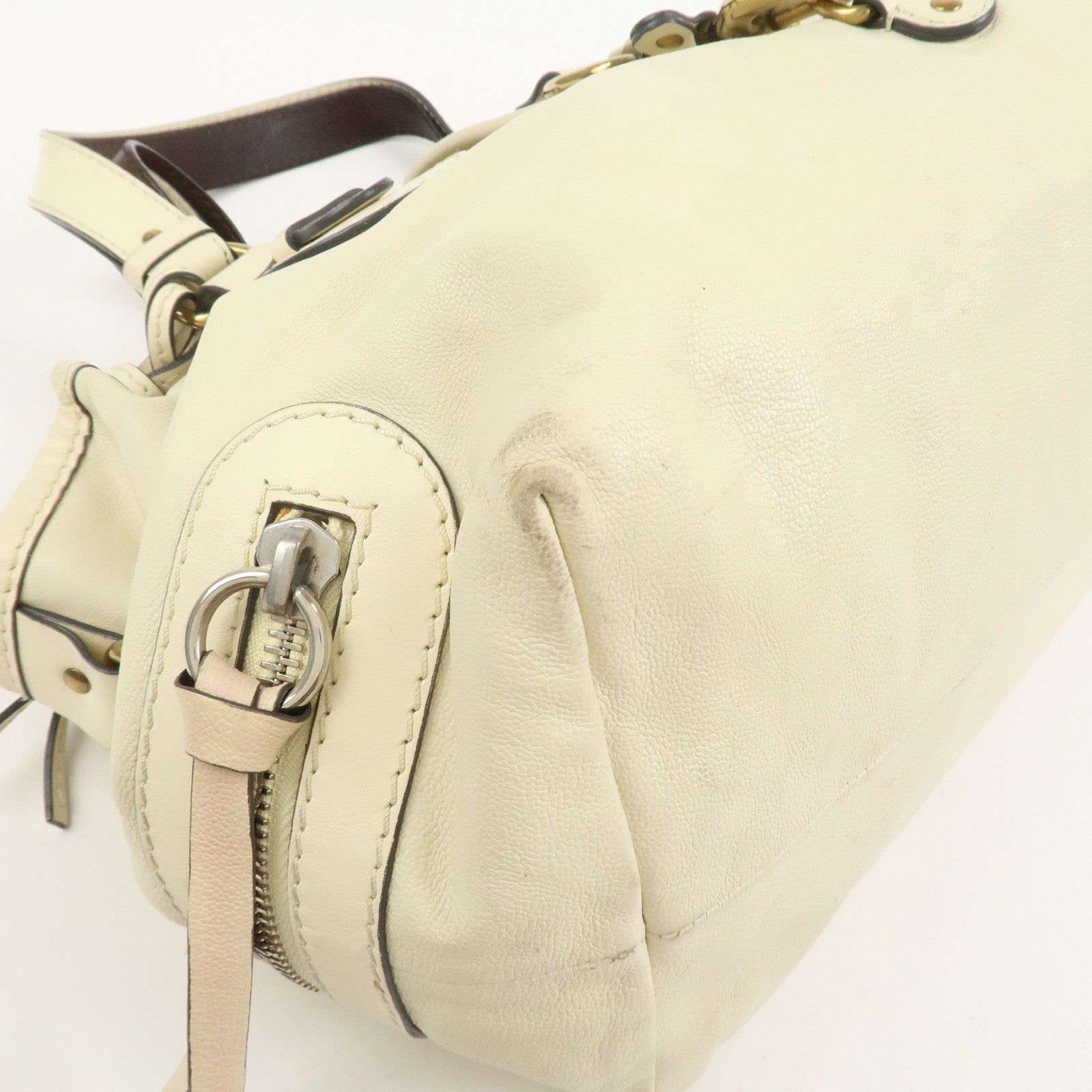 Chloe Kerala Leather Shoulder Bag Hand Bag Ivory Brown