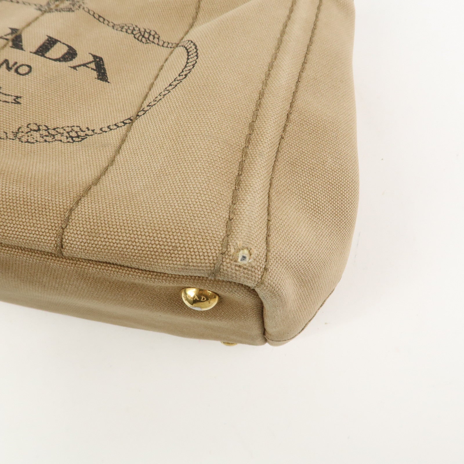 PRADA Logo Canapa Mini Canvas 2Way Bag Hand Bag Beige 1BG439