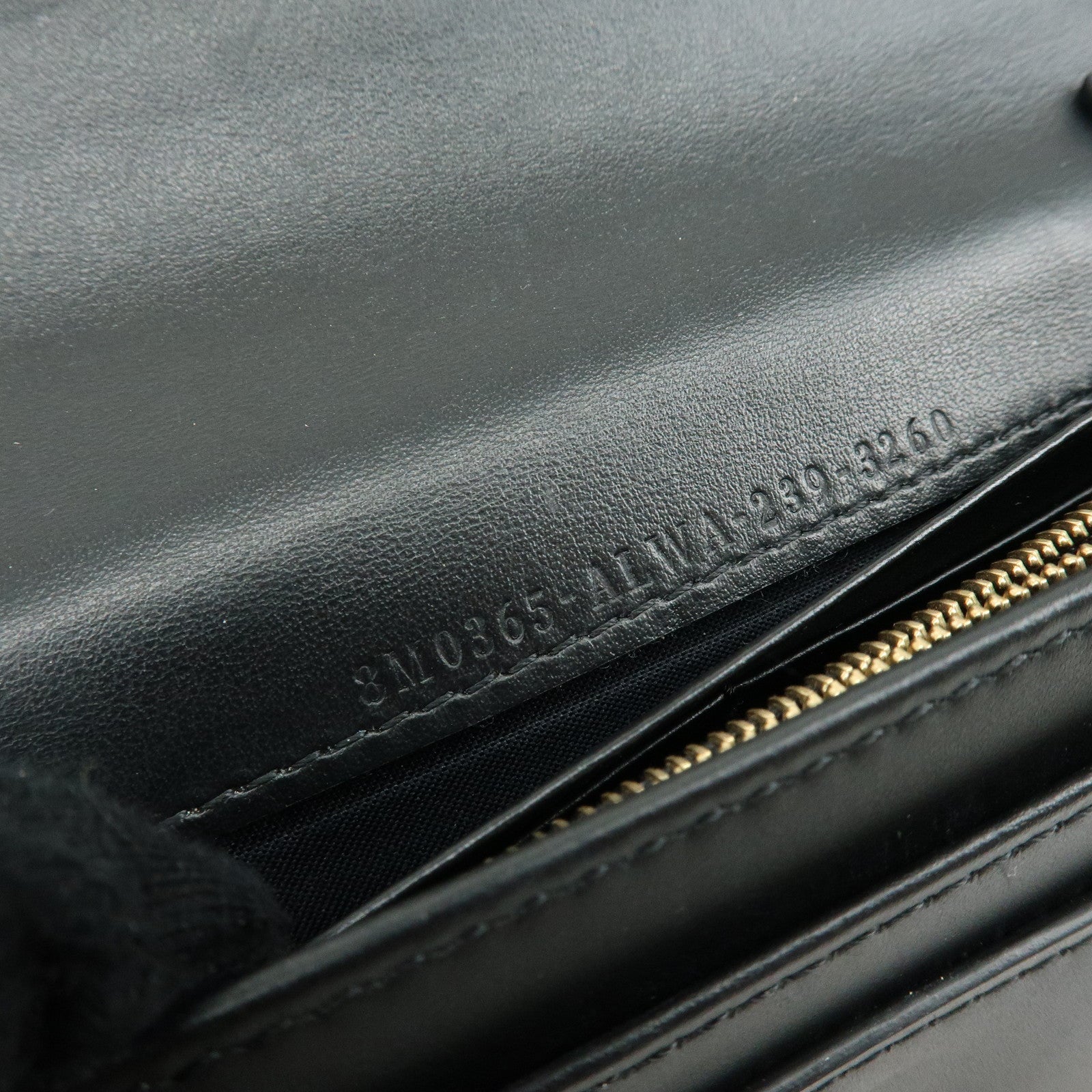 FENDI Leather Chain Wallet WOC Black 8M0365