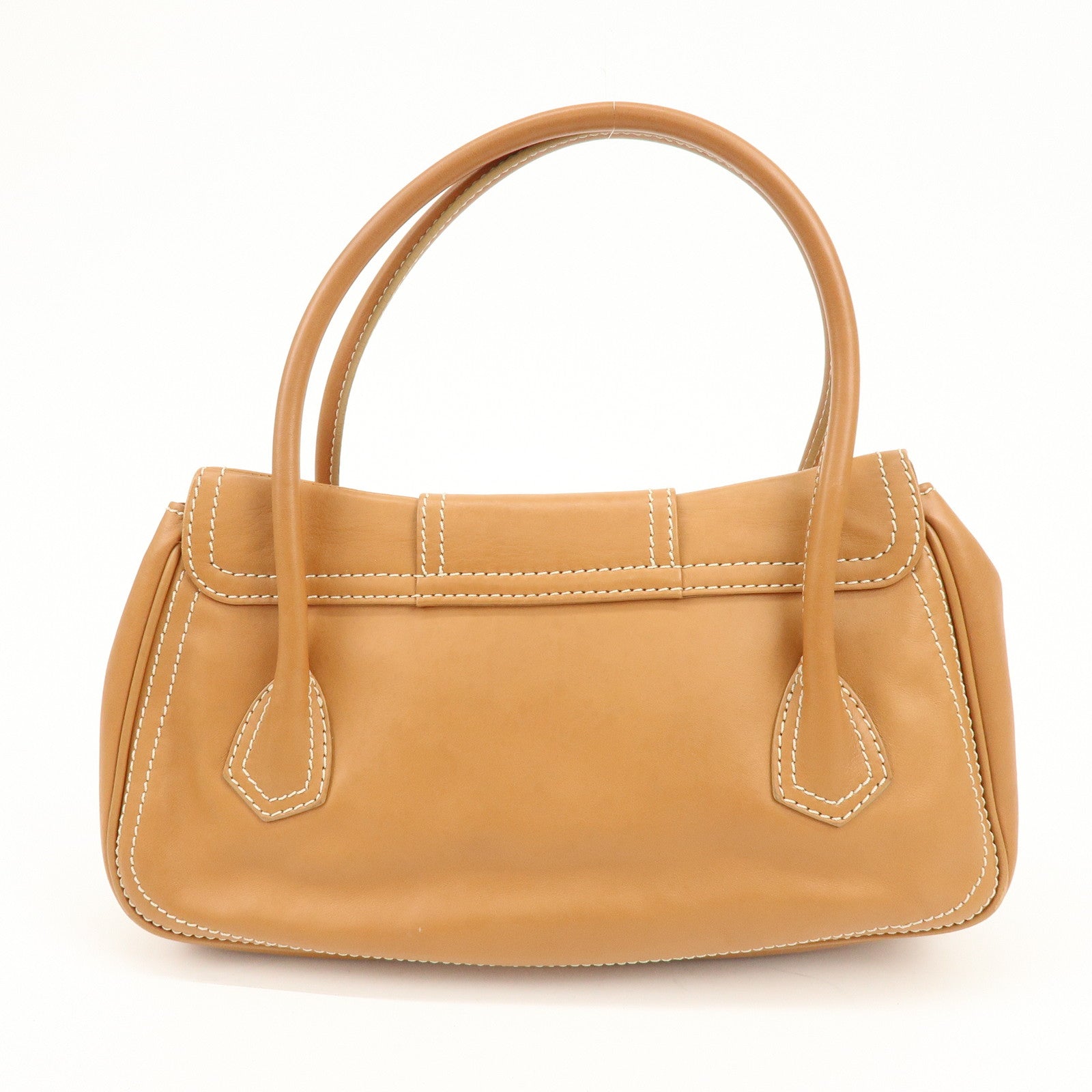 CELINE Chouquette Leather Hand Bag Shoulder Bag Camel