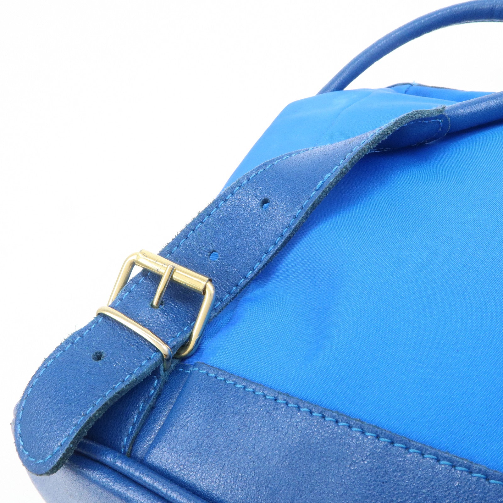 LOEWE Anagram Logo Nylon Leather Backpack Rucksack Blue