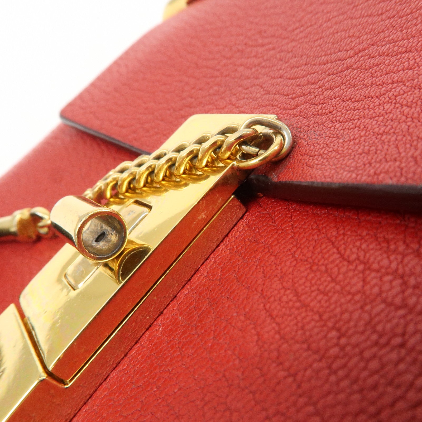 Chloe Drew Leather Chain Shoulder Bag Crossbody Bag Red