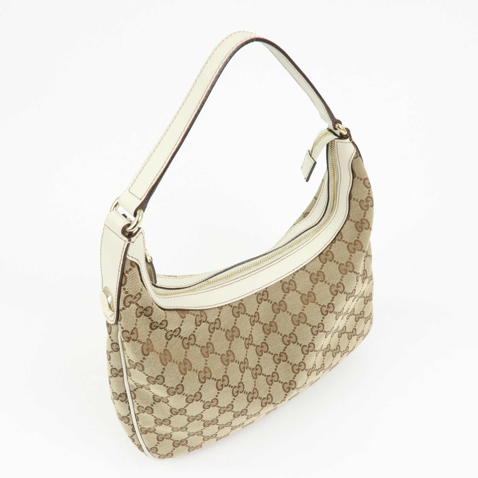 GUCCI GG Monogram Canvas Shoulder Bag Hand Bag Beige Ivory 153010