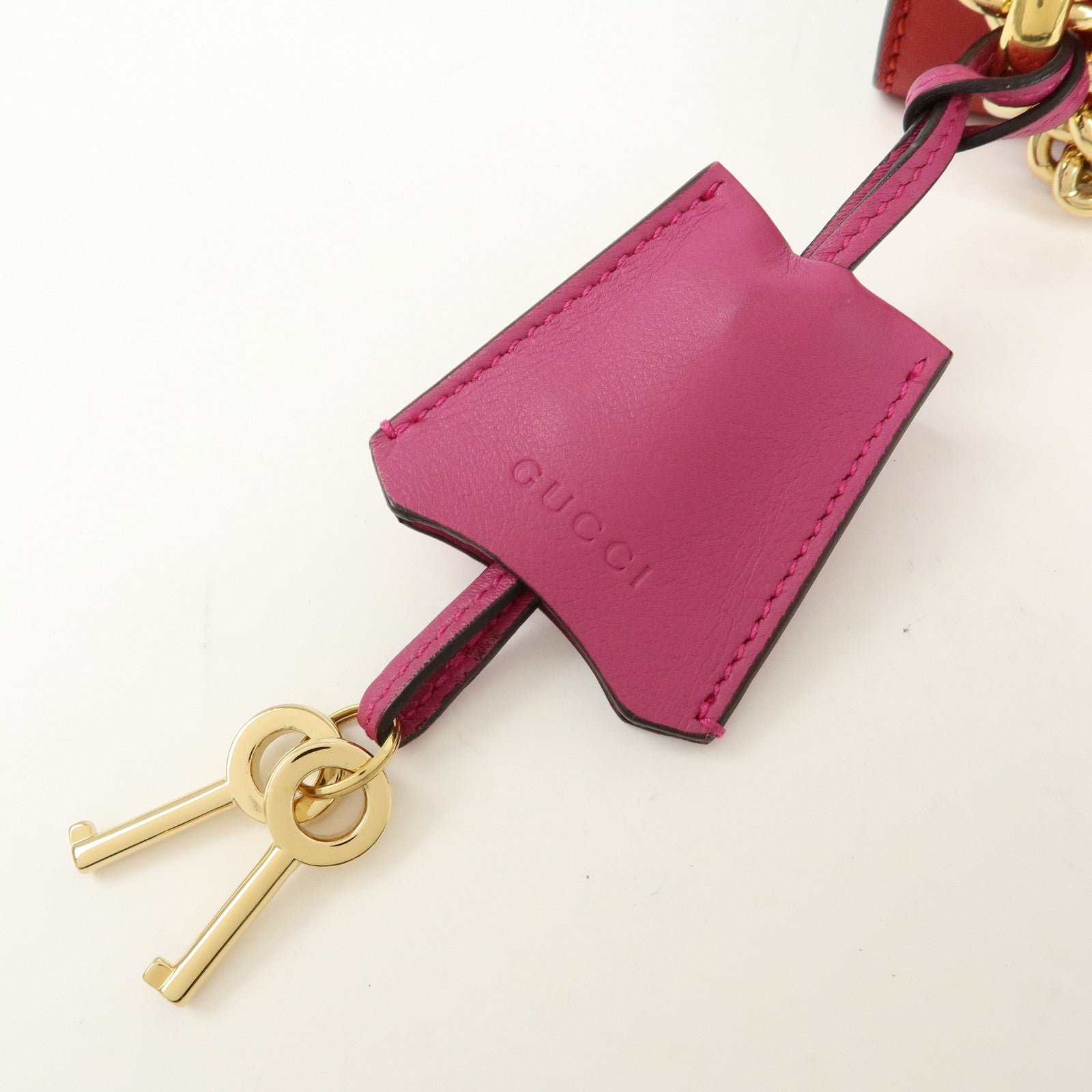 GUCCI Leather Chain Shoulder Bag Crossbody Bag Pink Red 409487